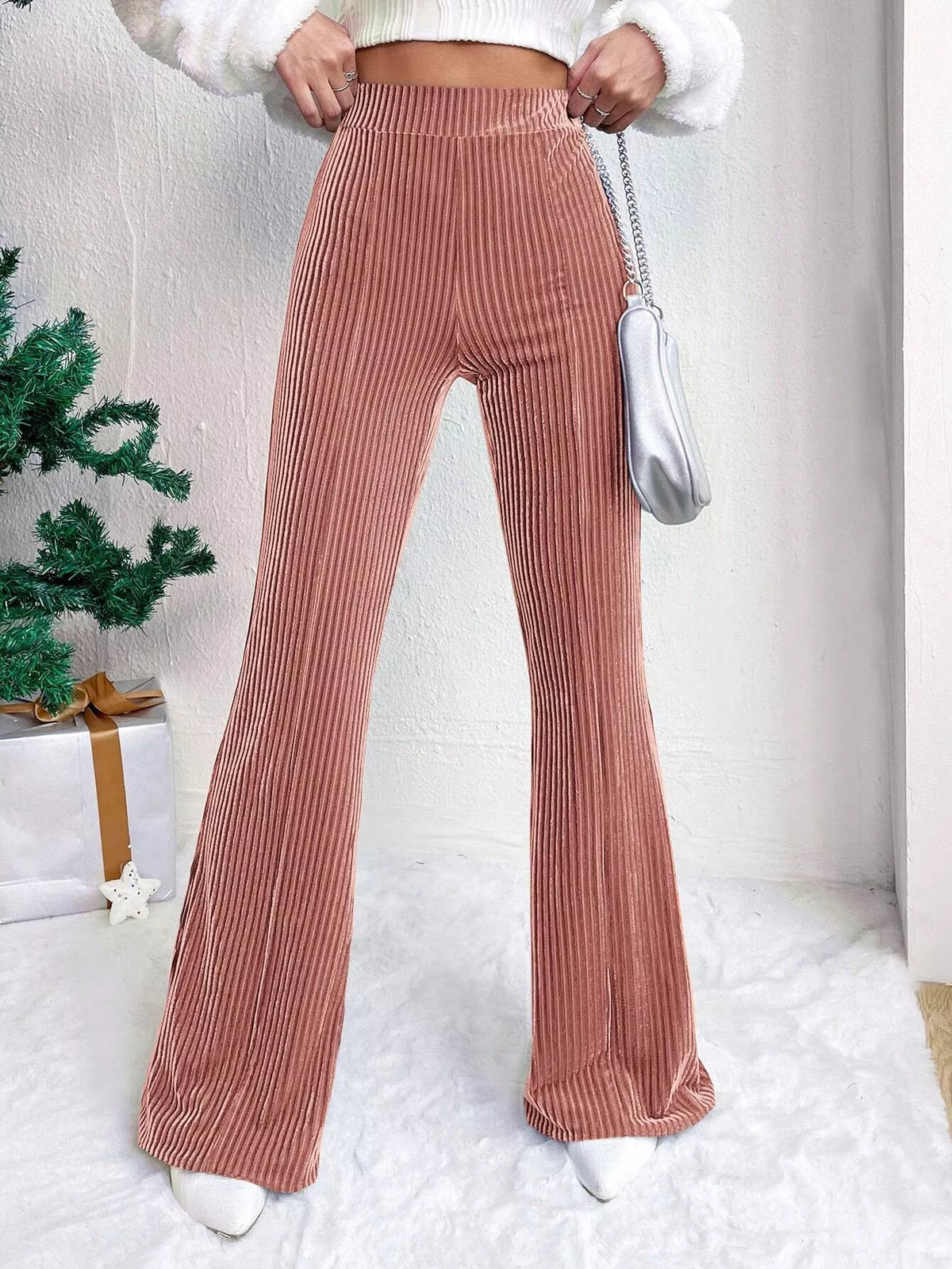 Corduroy High-Waist Flare Pants