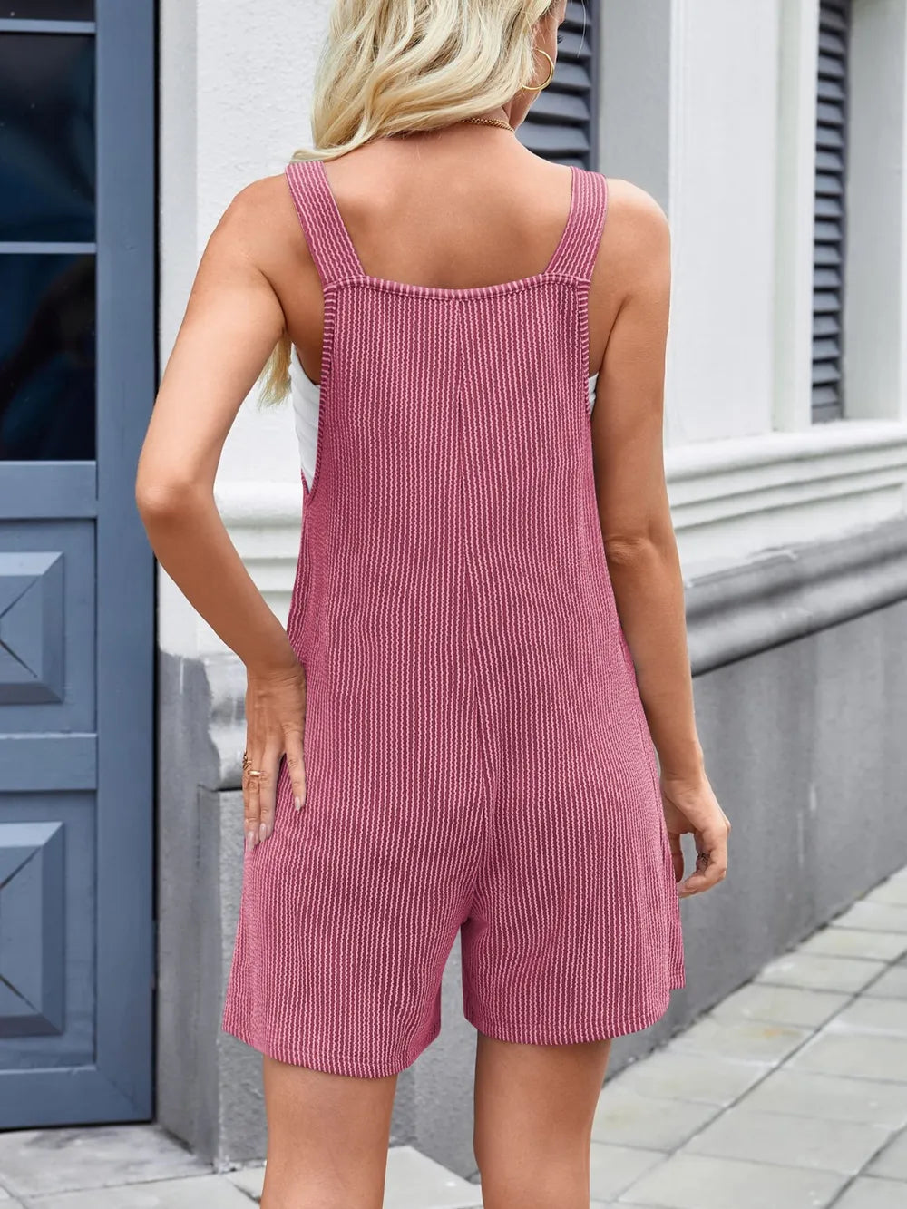 Knotted Strap Scoop Neck Overalls