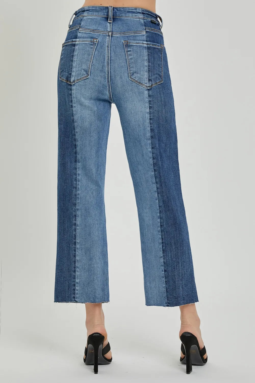 Risen Mid-Rise Two-Tone Jeans in Dark Combo