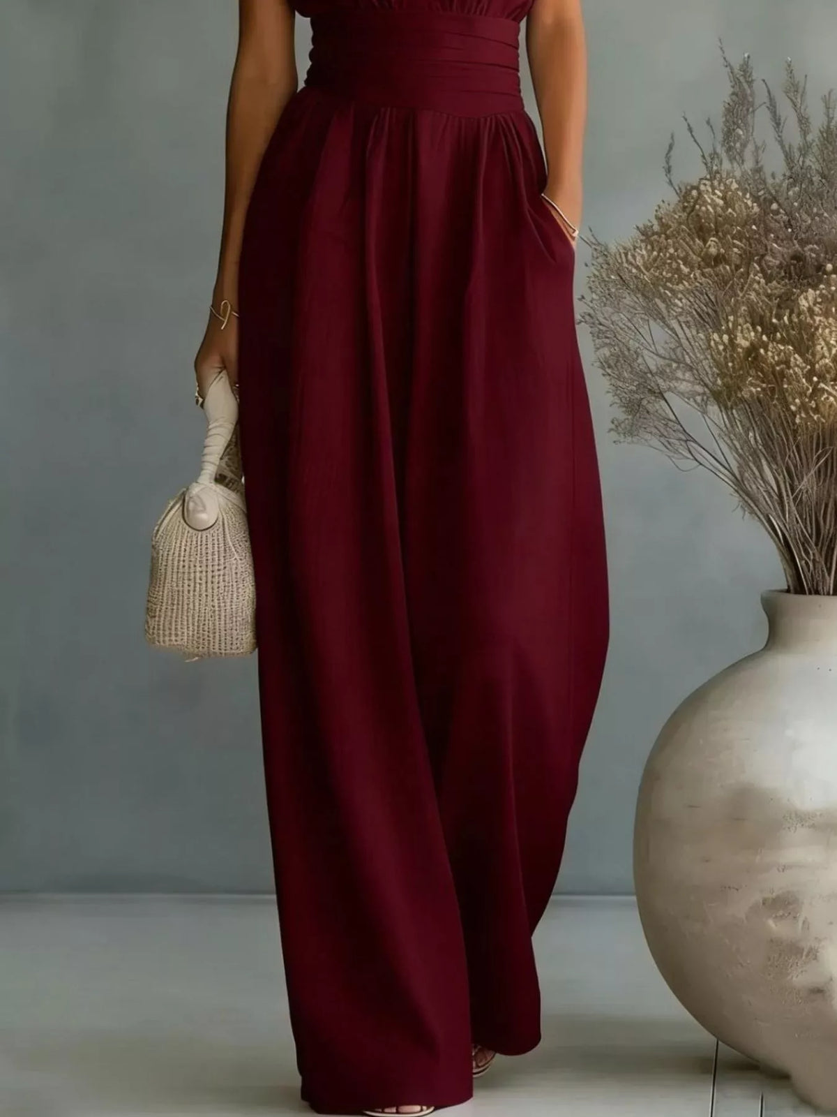 Sleeveless Wide Leg Jumpsuit, Plus Size