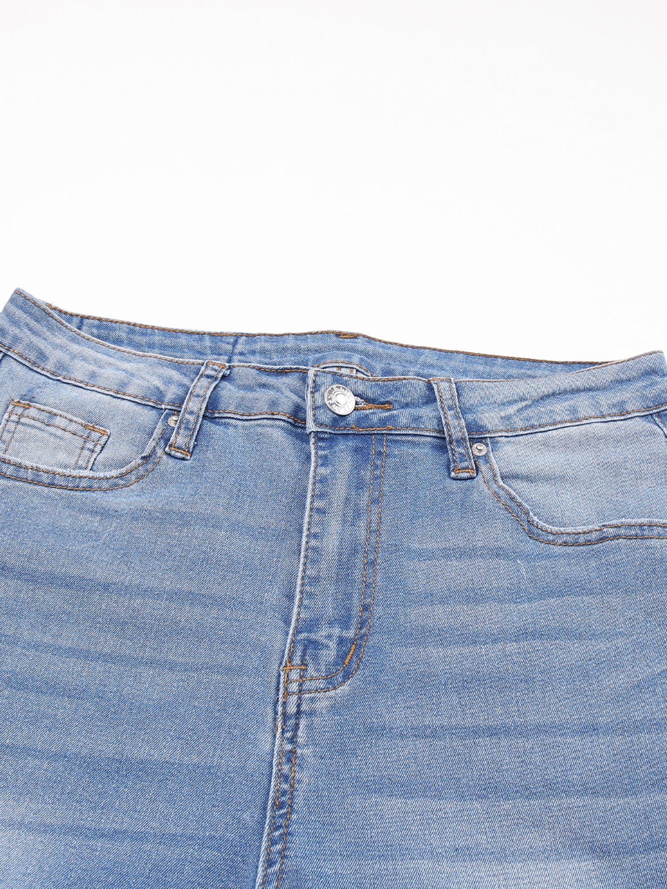 Whiskered Wash Raw Hem Cropped Jeans in Medium Wash