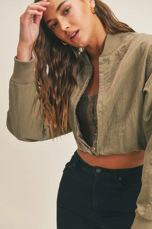 Long Sleeve Two-Way Jacket in Olive