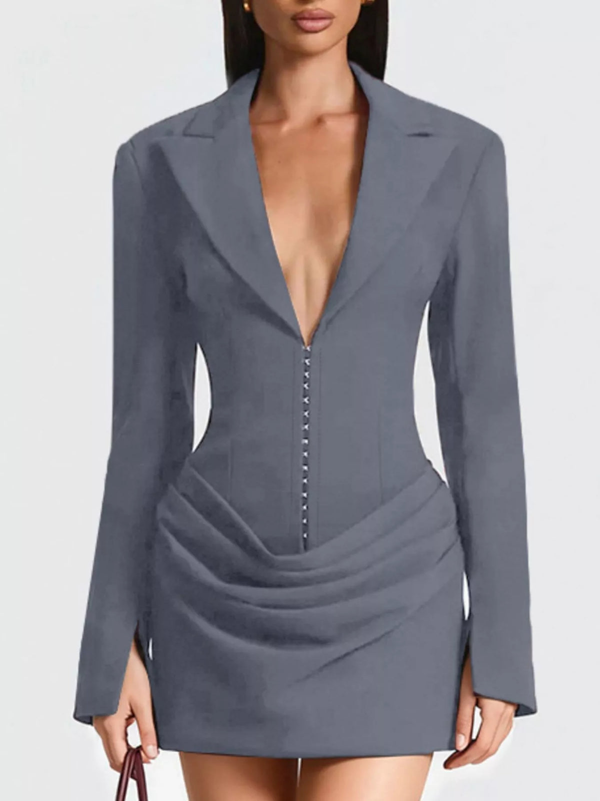 Blazer-Style Long Sleeve Mini Dress