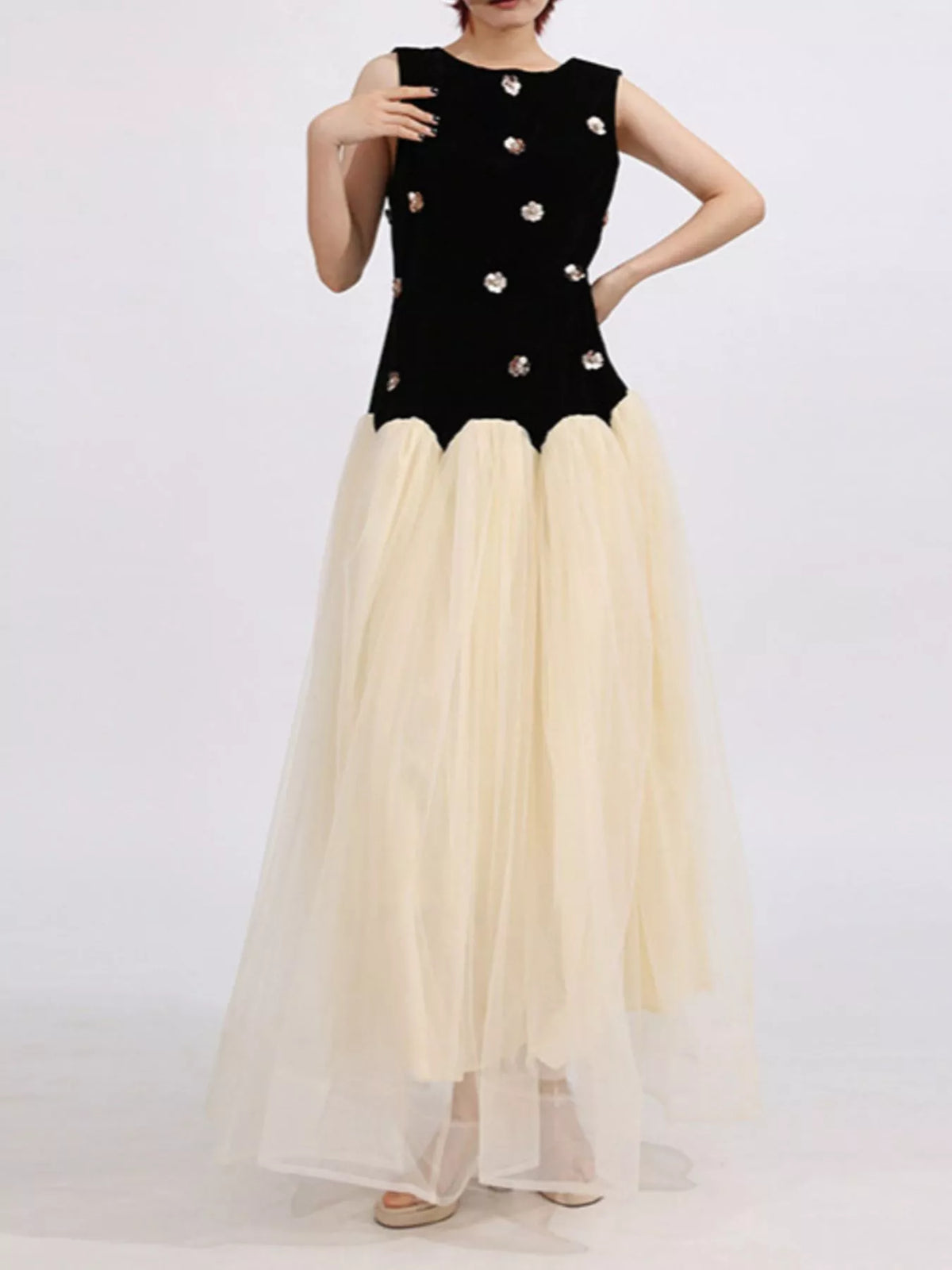 Tulle Maxi Dress in Black