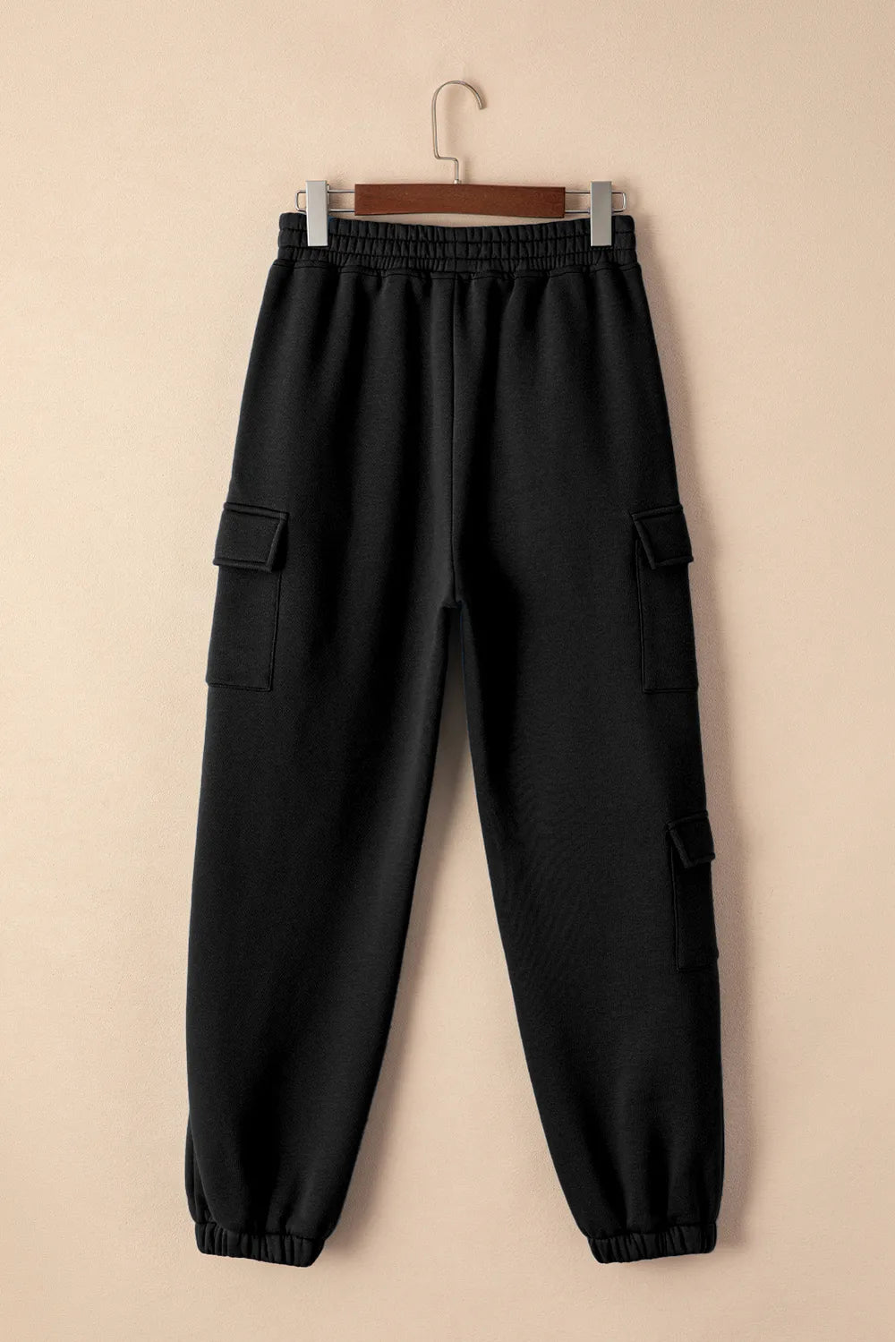 Pocketed Elastic-Waist Joggers in Black