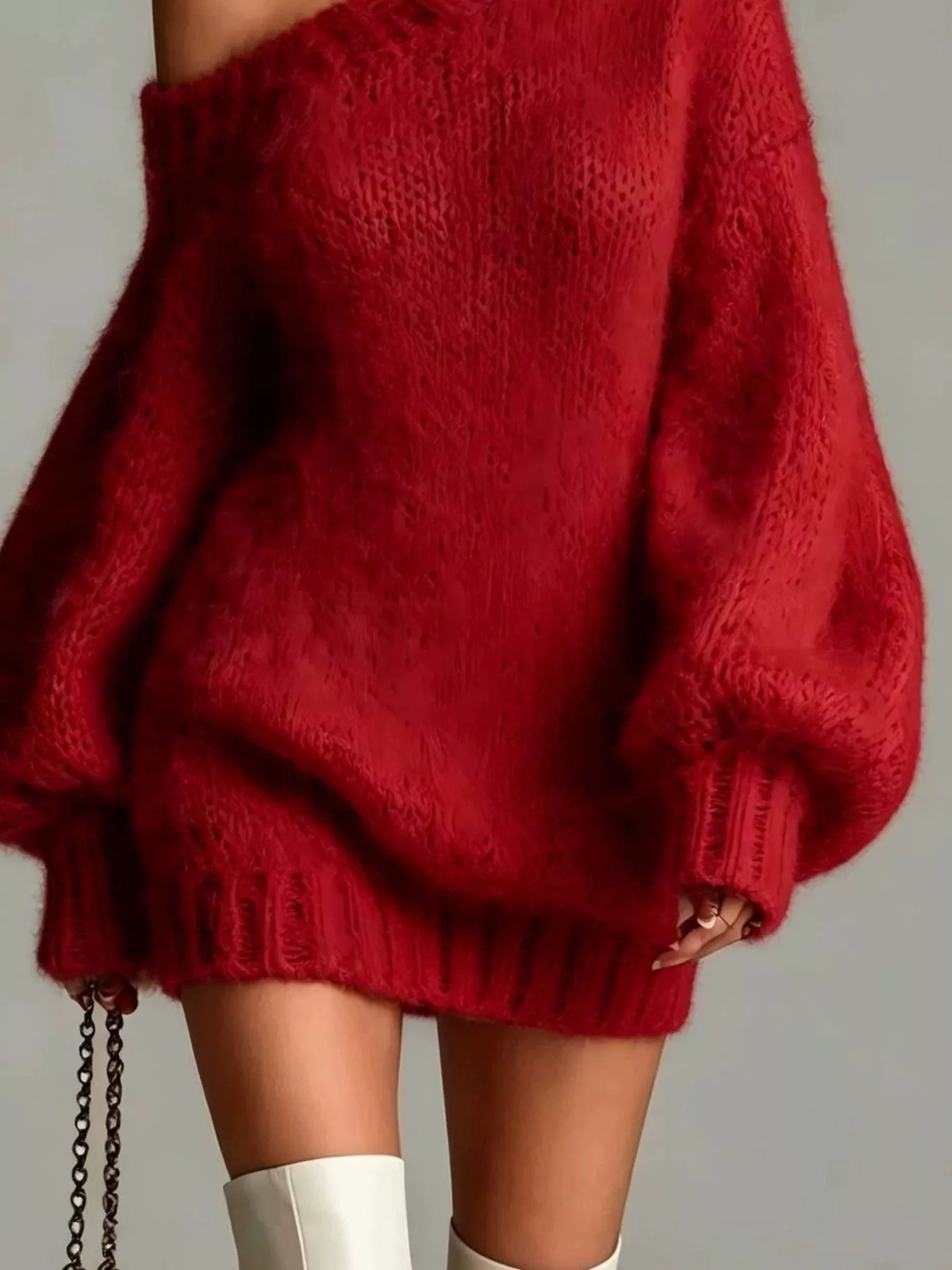 One Shoulder Mini Sweater Dress