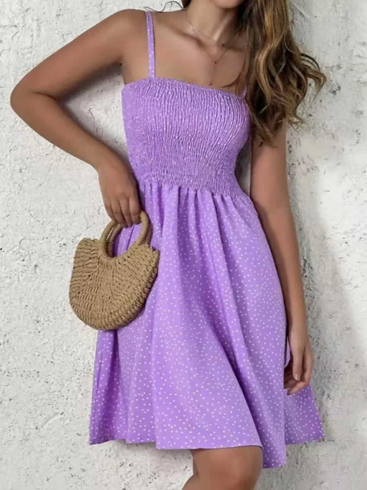 Plus Size Smocked Square Neck Cami Dress