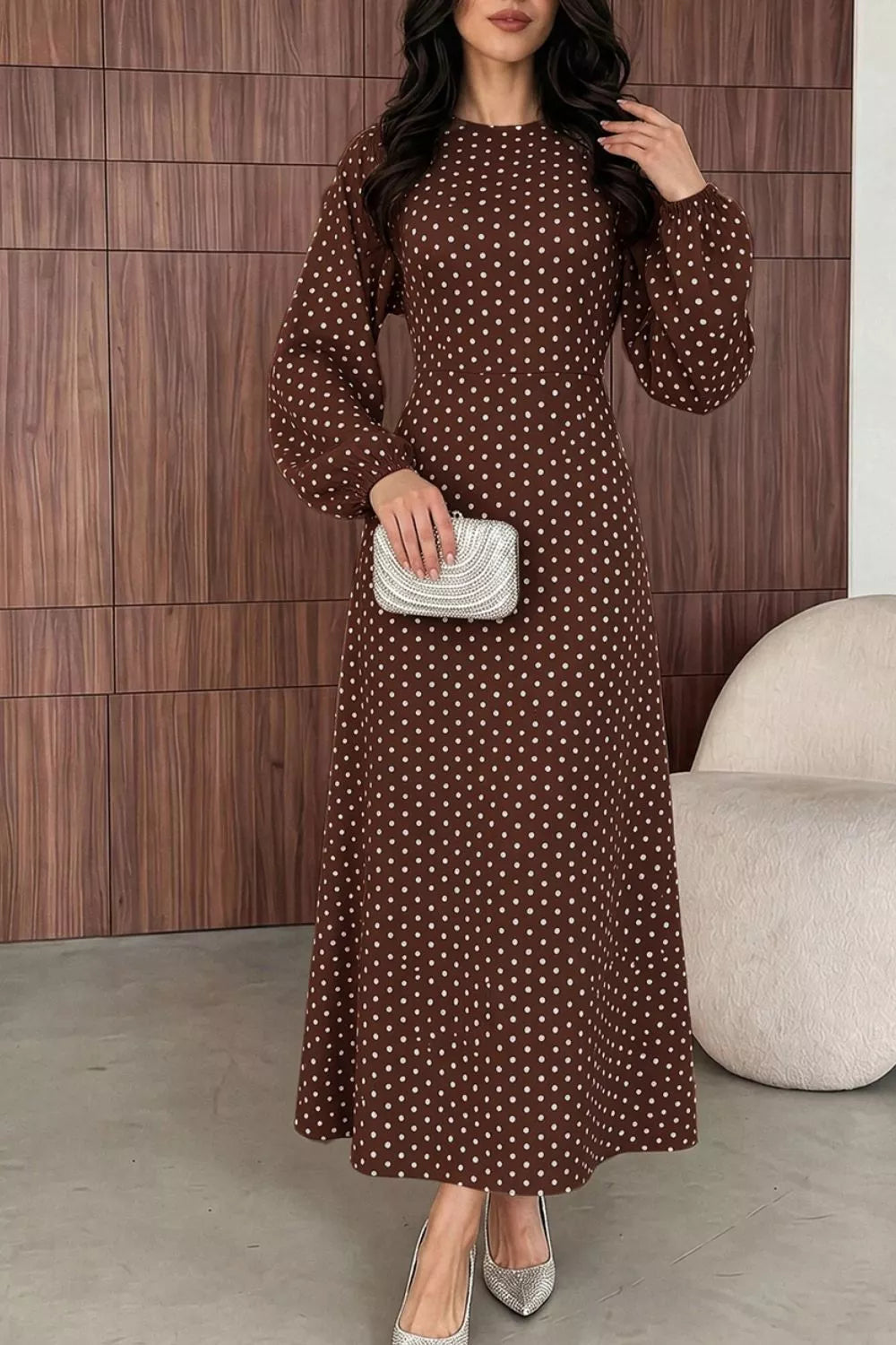 Polka Dot Tie-Waist Maxi Dress