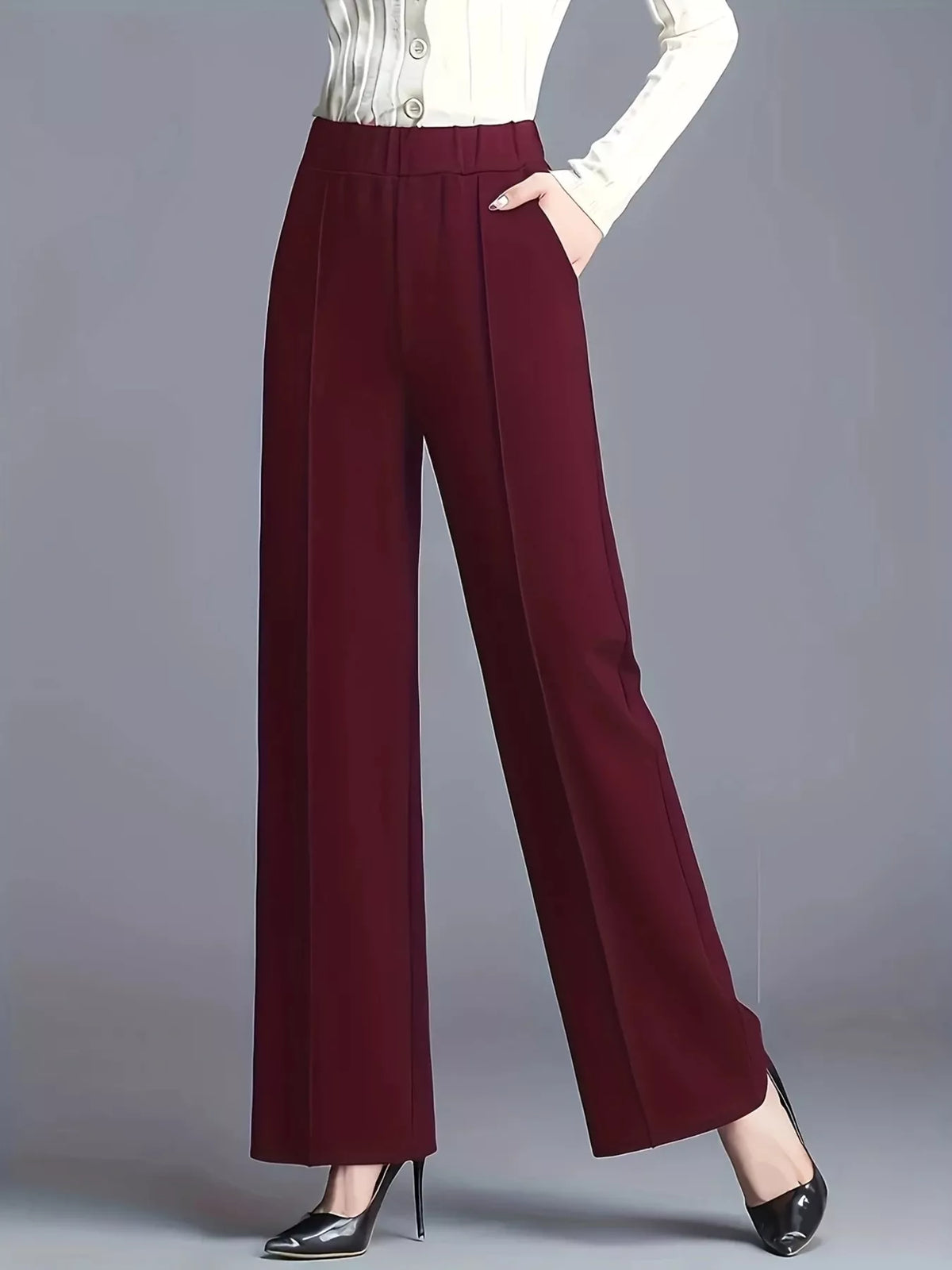Classic High-Waisted Wide-Leg Pants