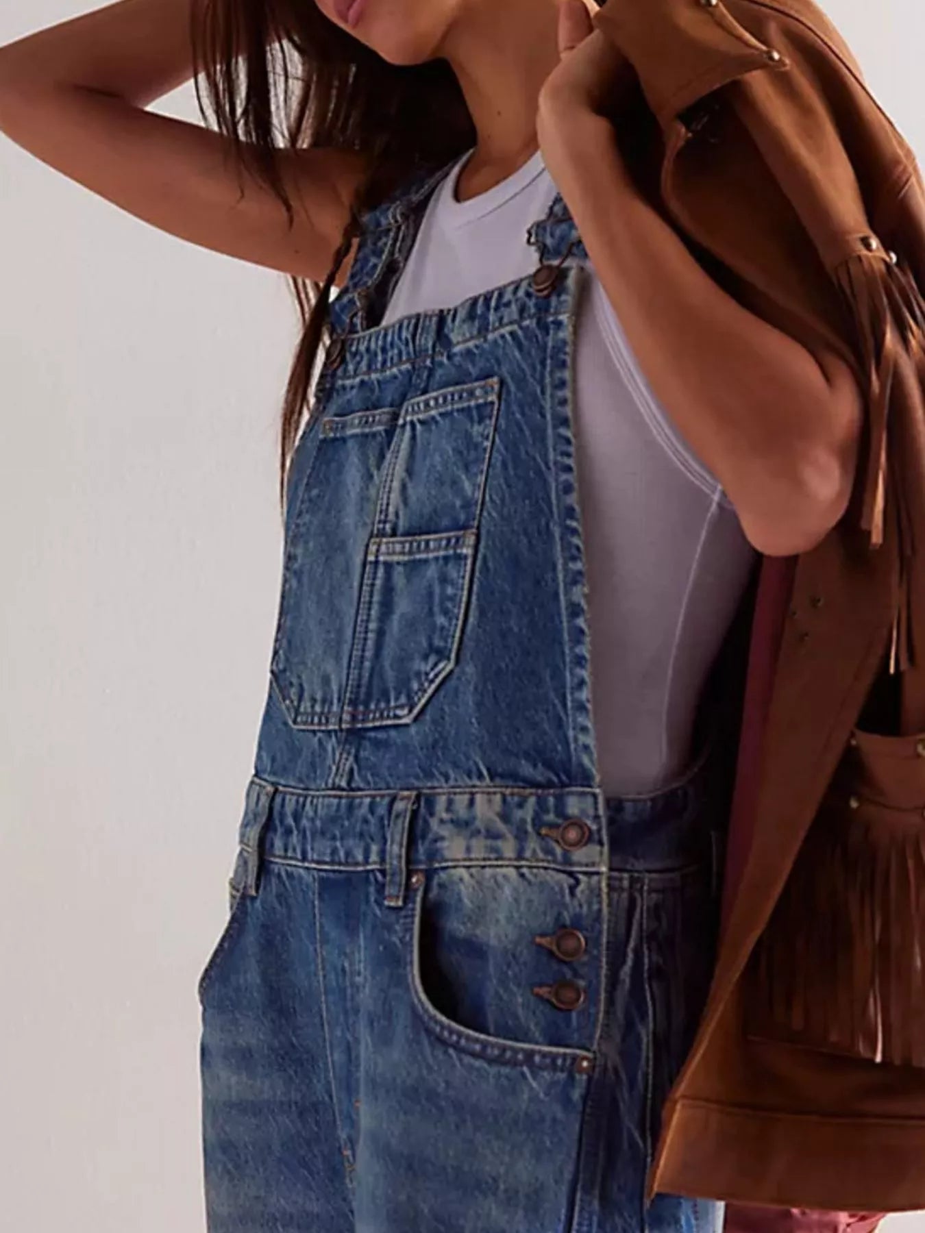 Wide Strap Wide Leg Denim Overalls by Dreamy Drapes