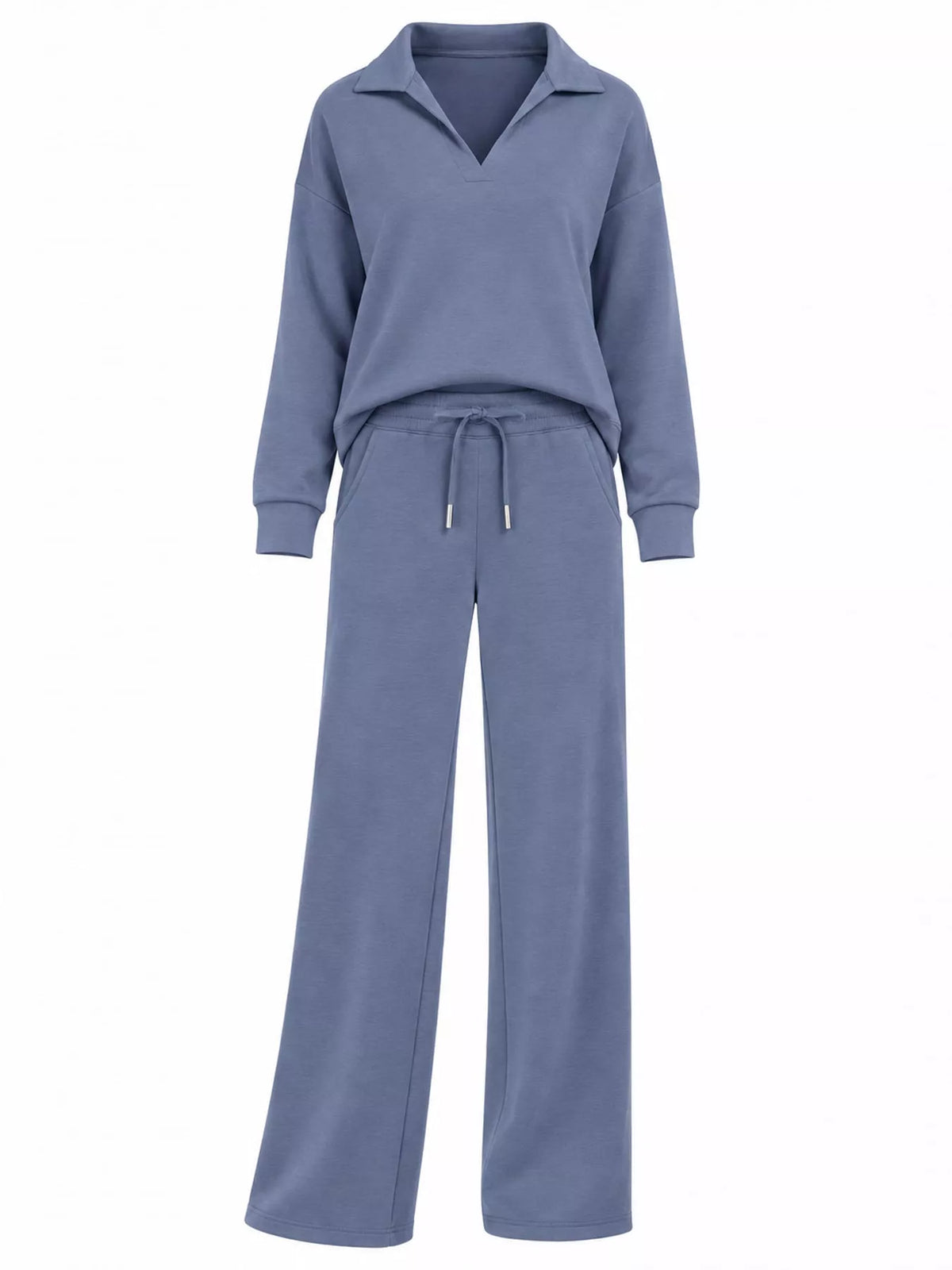 Dropped Shoulder Top and Drawstring Pant Set
