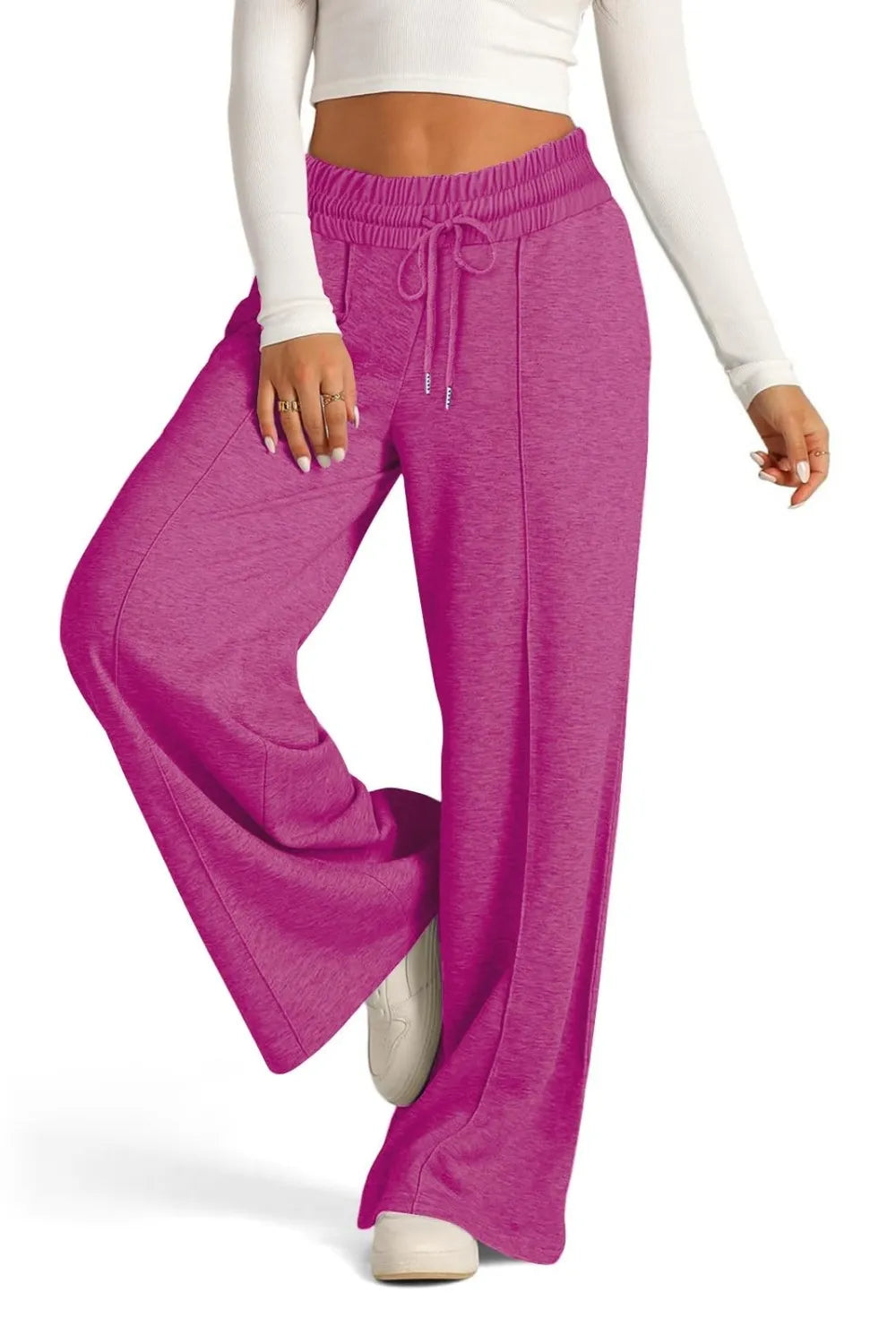 Drawstring Wide Leg Pants with Pockets