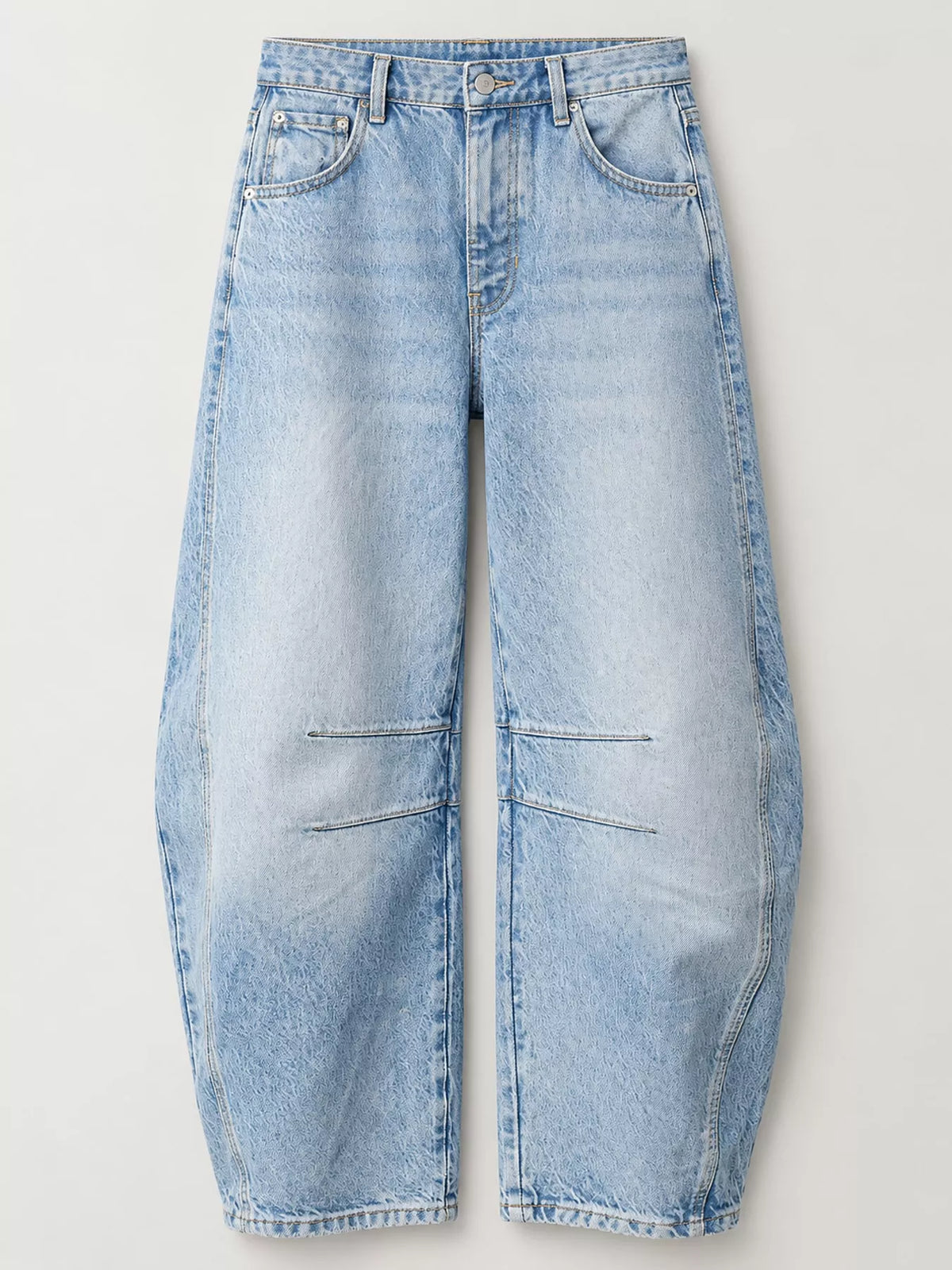 Washed Barrel-Leg Jeans