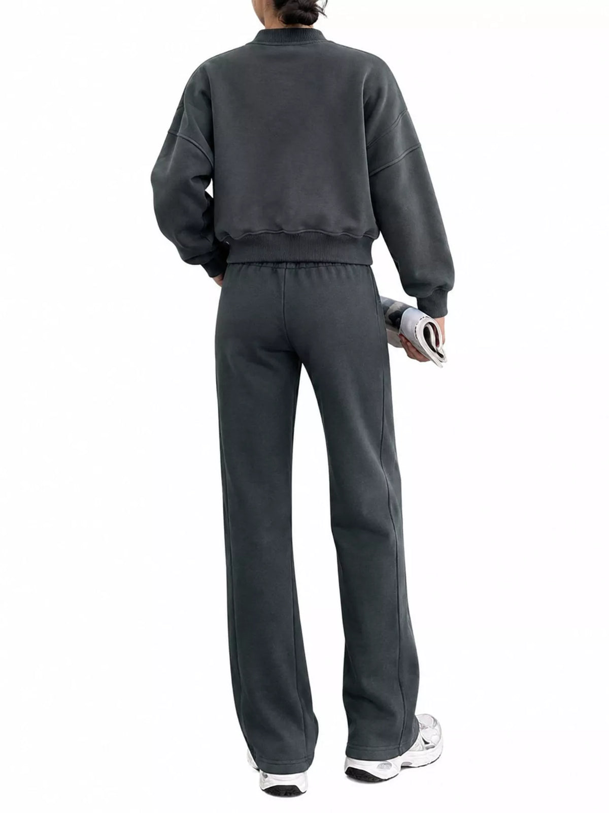Zip-Up Jacket and Wide-Leg Sweatpants Set