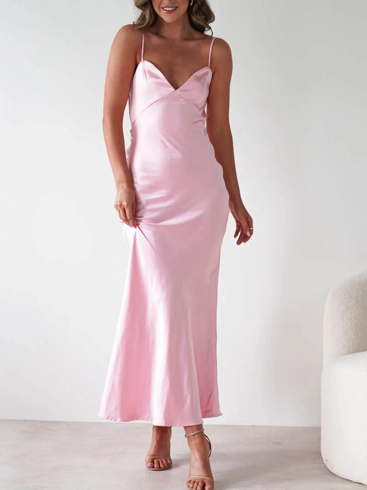 Backless Satin Cami Dress