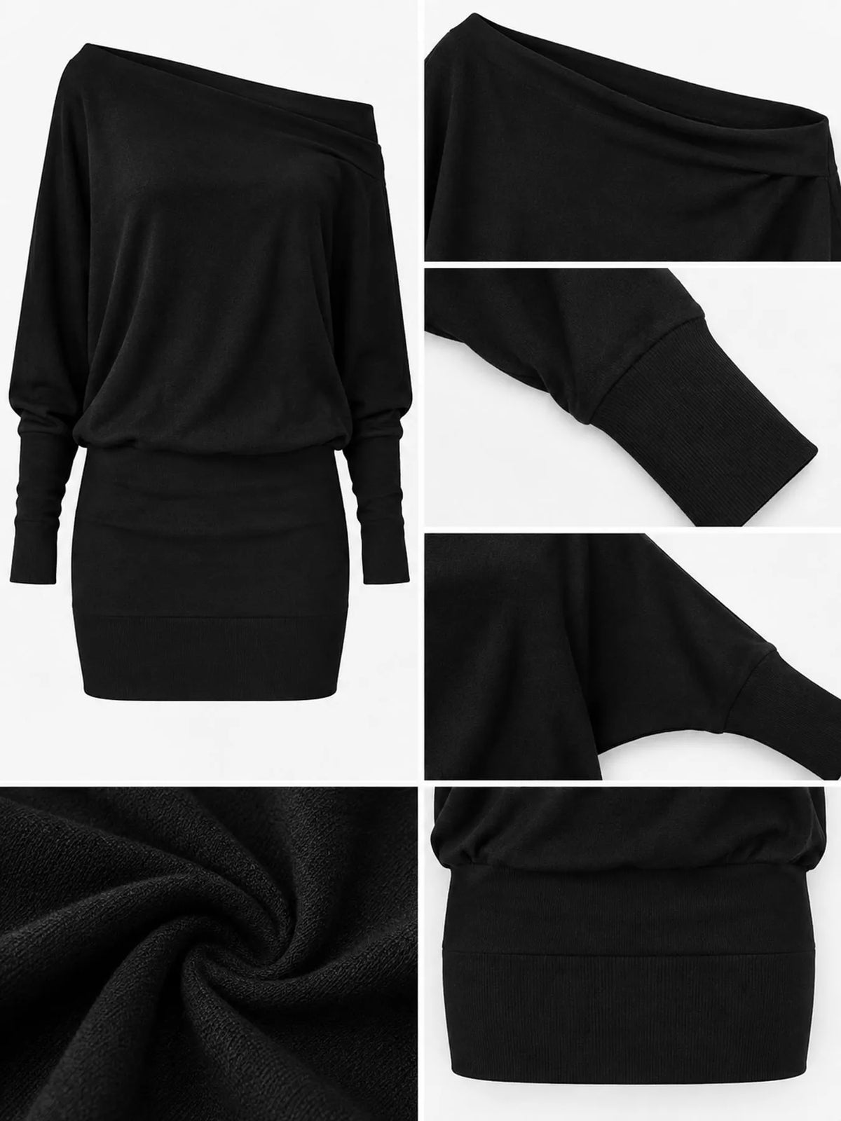 One Shoulder Knit Mini Dress