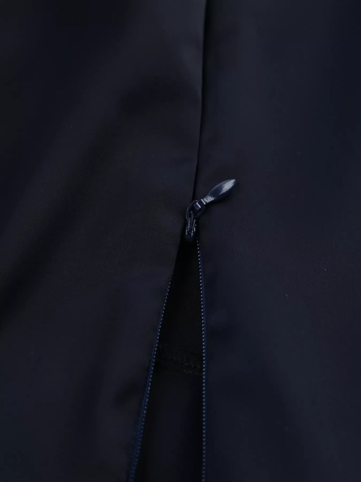 Mock Neck Flounce-Sleeve Dress in Dark Navy