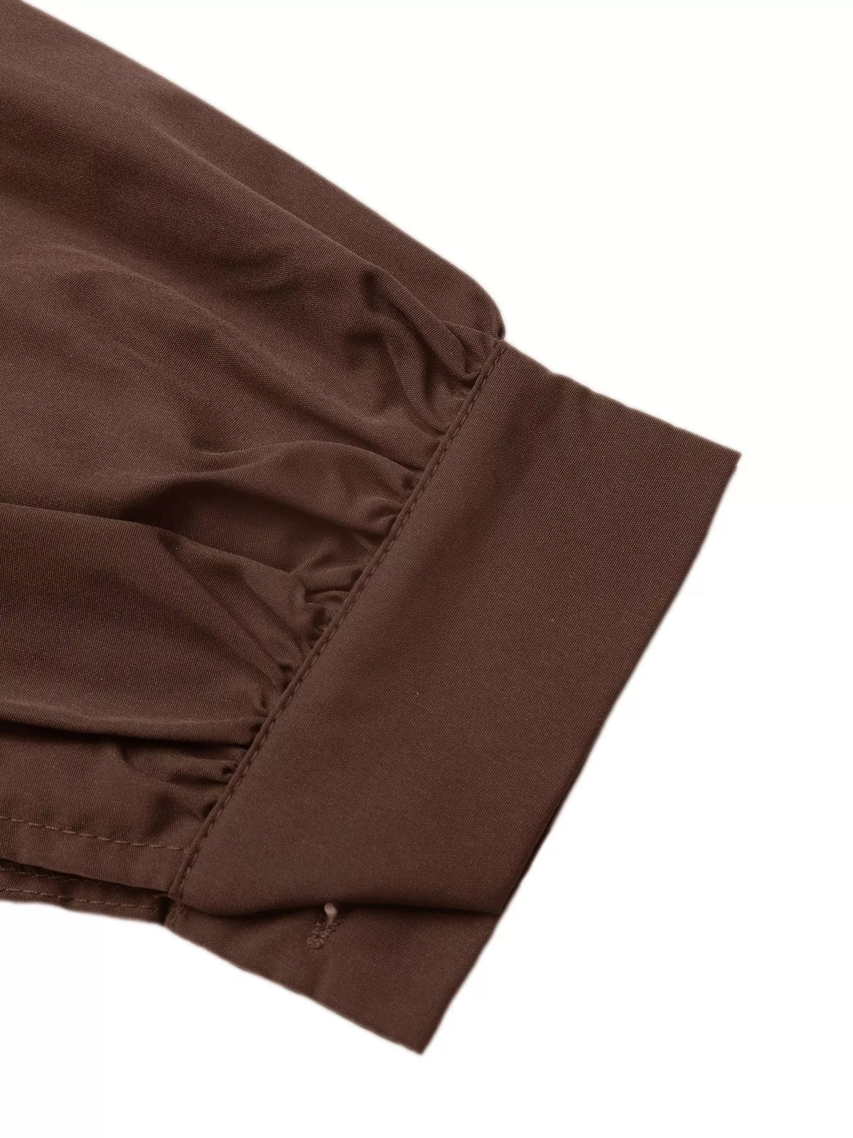 Button-Down Long Sleeve Midi Dress in Coffee Brown