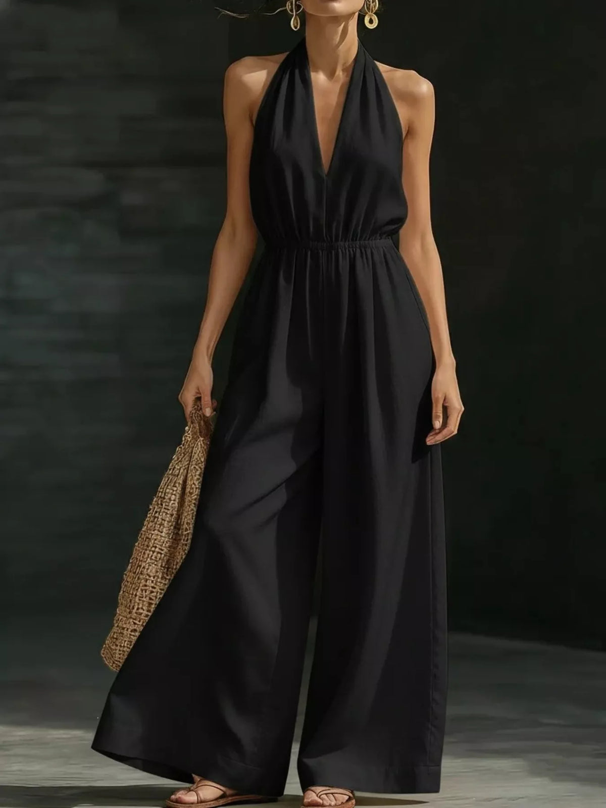 Halter Neck Wide Leg Jumpsuit