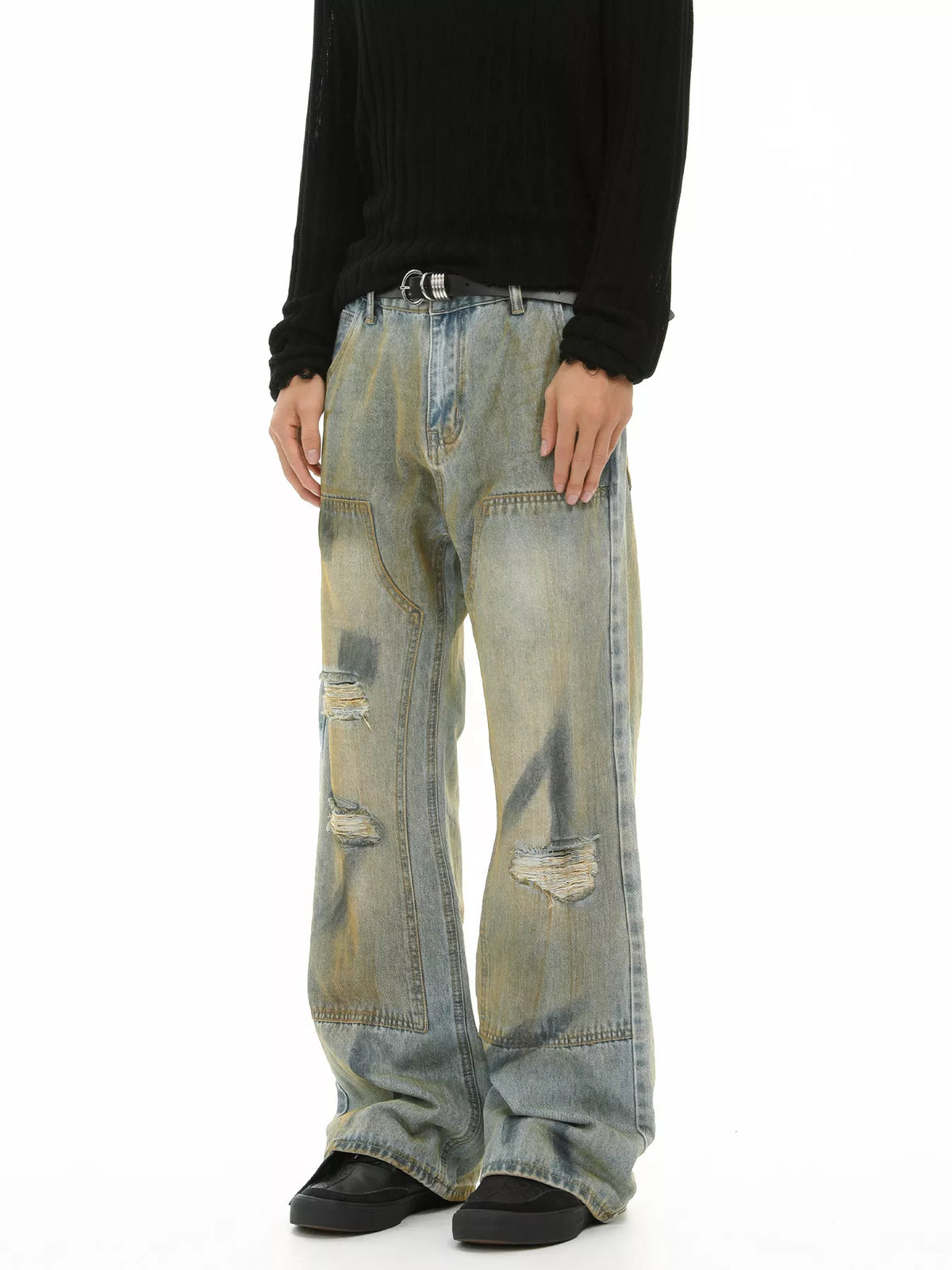 Loose-Fit Distressed Jeans in Light Wash by DashingTogs