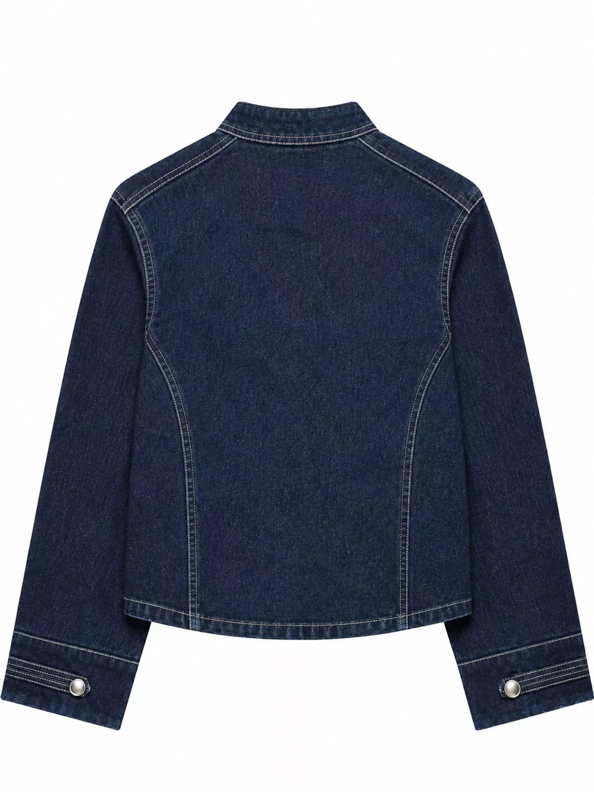 Decorative Button Cropped Denim Jacket