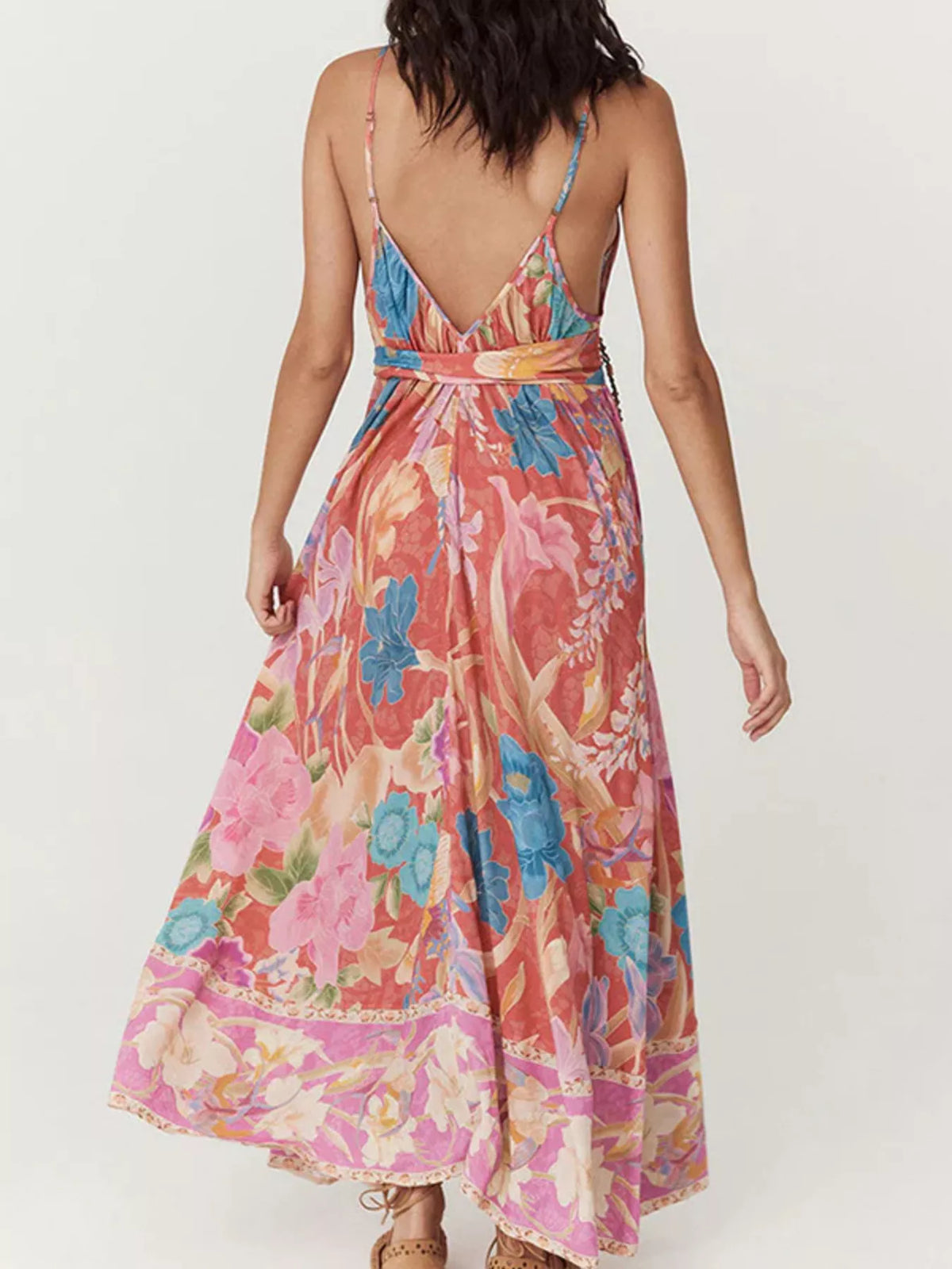 Floral Spaghetti Strap Maxi Dress in Blush Pink