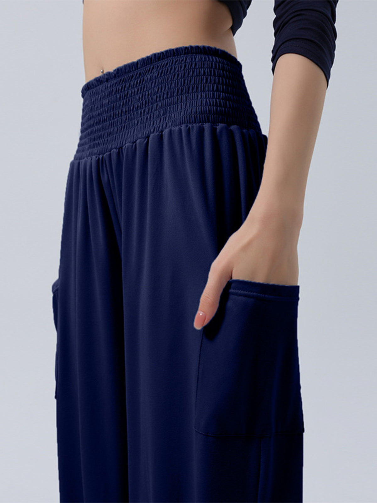 Smocked Waist Harem Pants