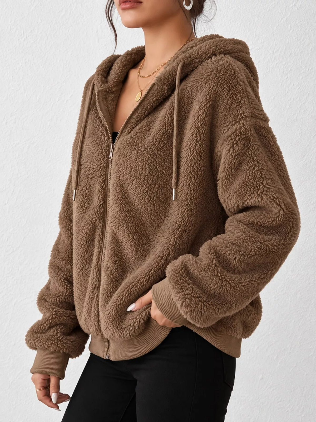 Fleece Zip-Up Hooded Jacket