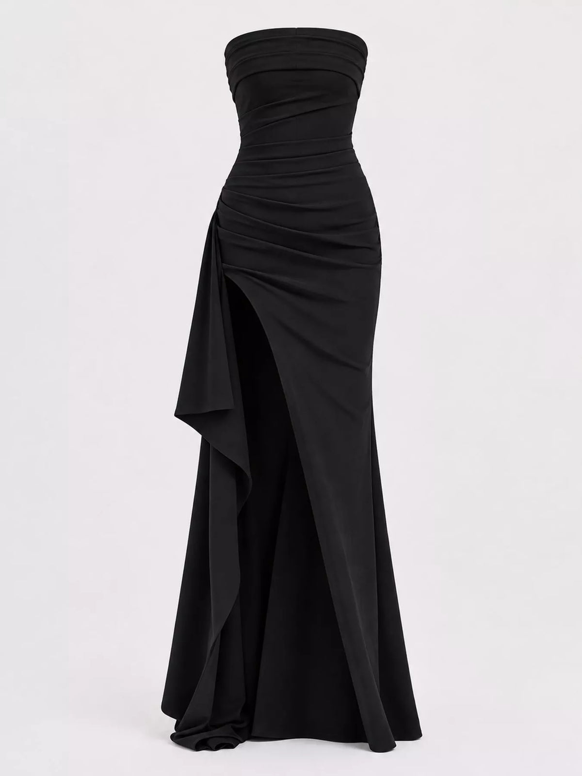 Strapless High-Slit Bodycon Maxi Dress