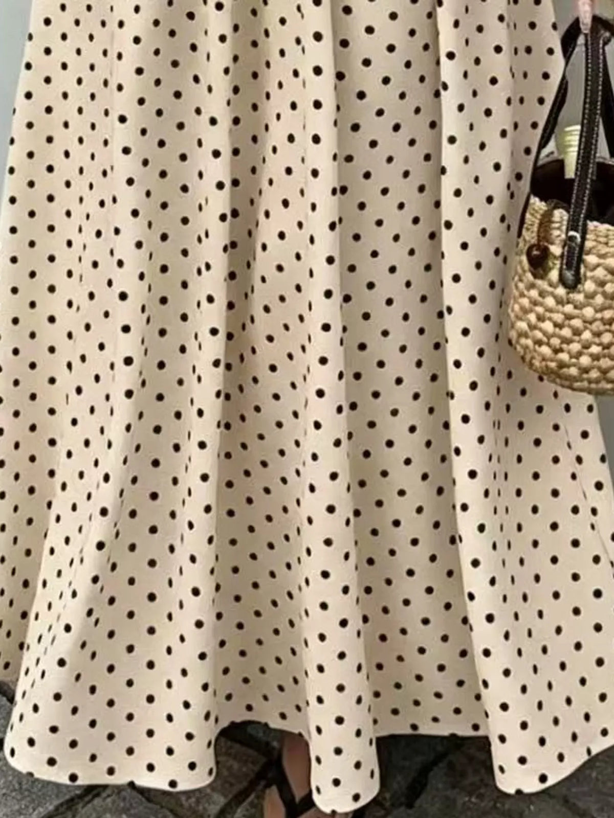 Strapless Polka Dot Ruched Maxi Dress