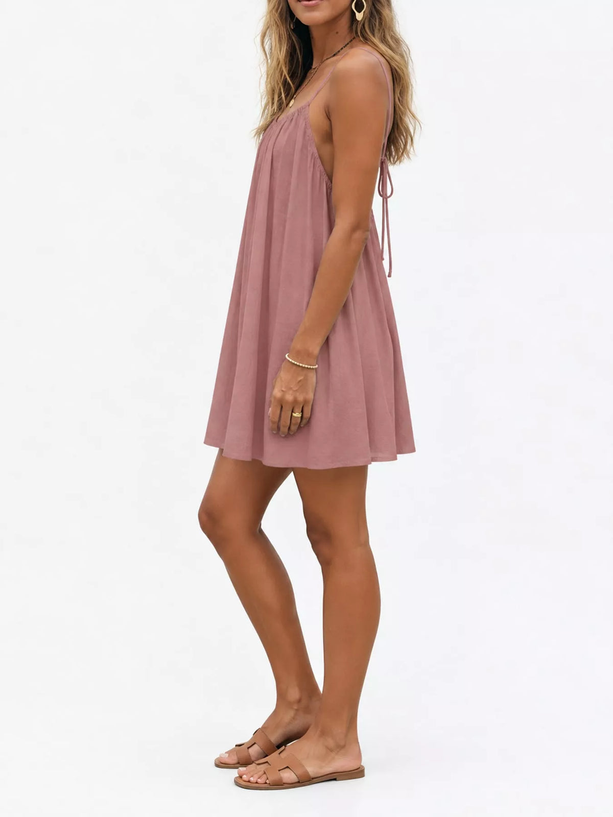 Backless Spaghetti Strap A-Line Mini Dress