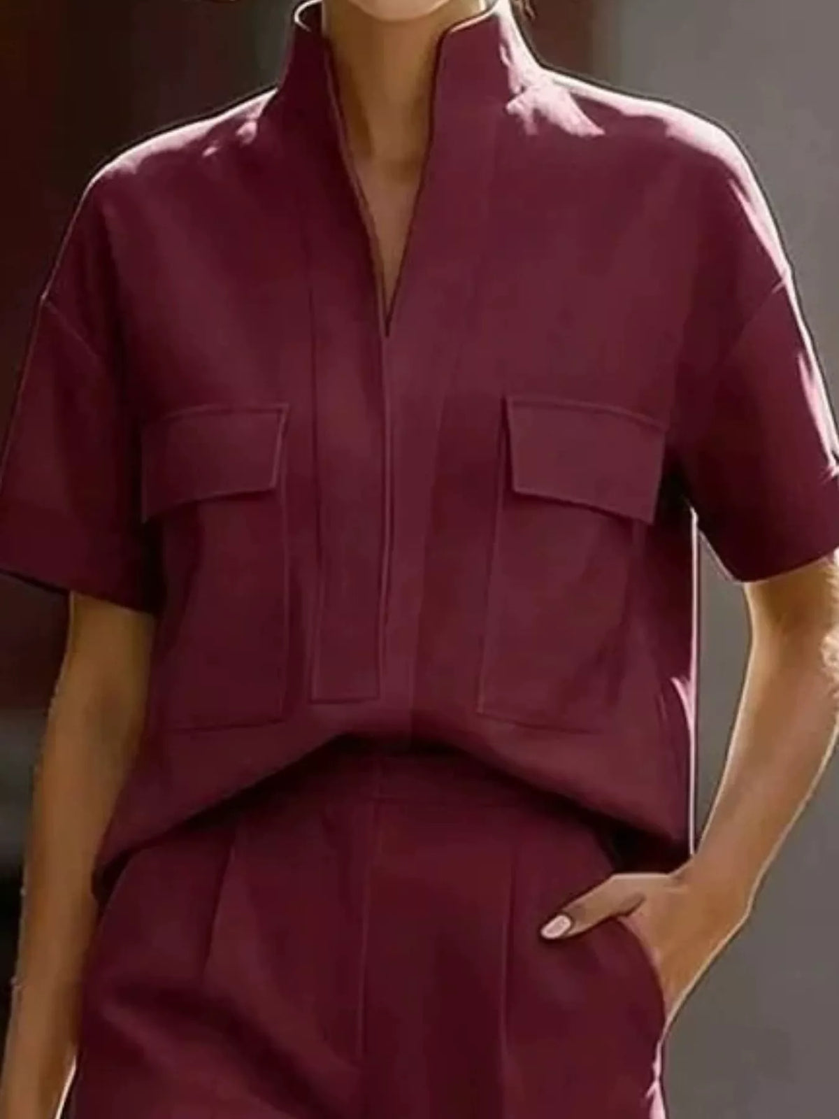 Short-Sleeve Shirt and Capris Two-Piece Set