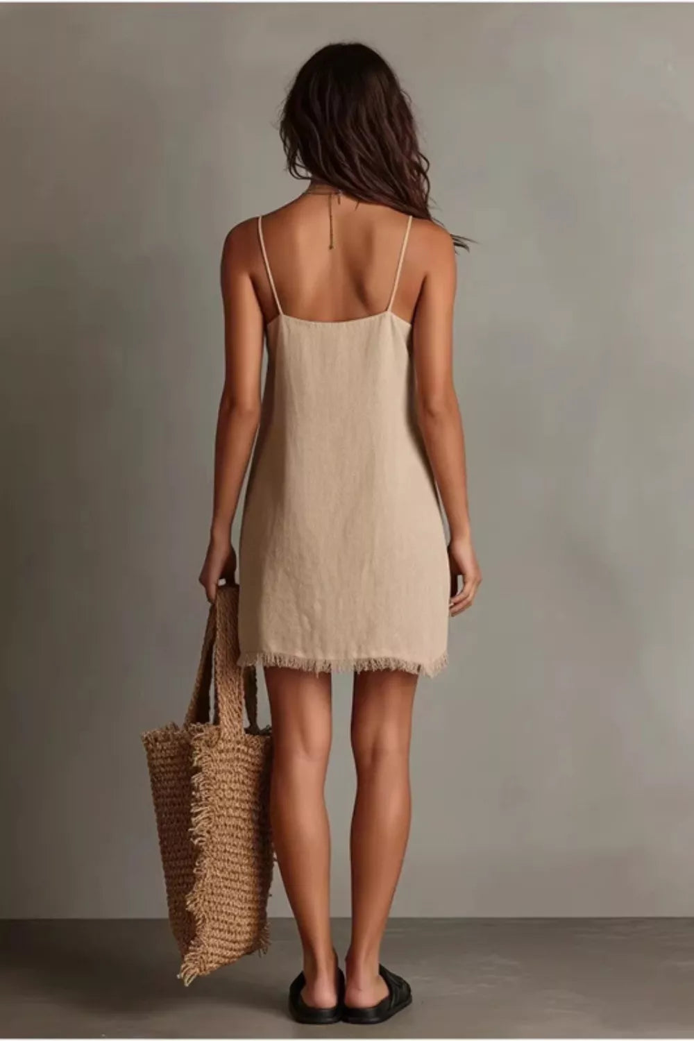 Fringe V-Neck Cami Dress, Plus Size