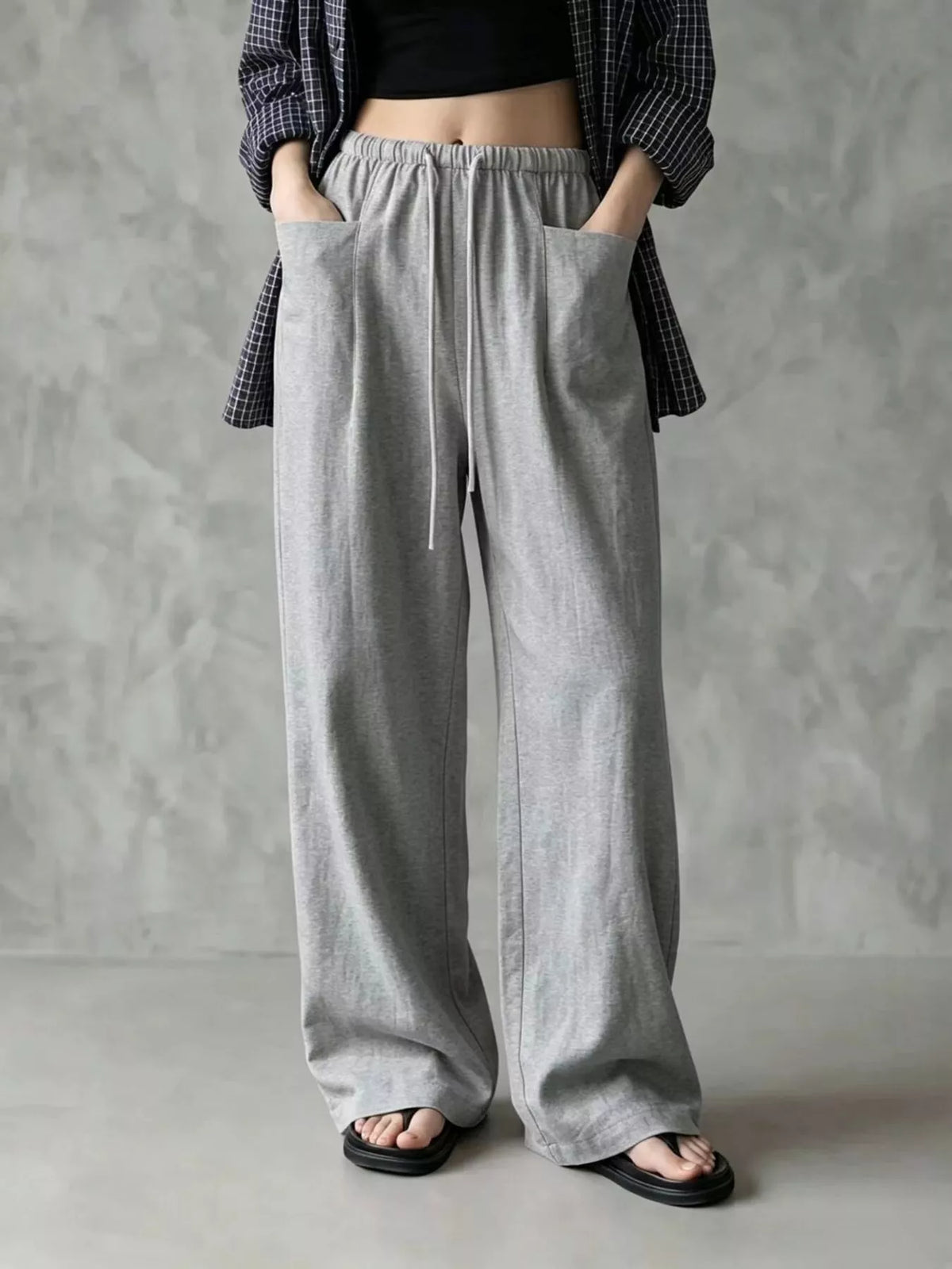 Drawstring Wide-Leg Pants