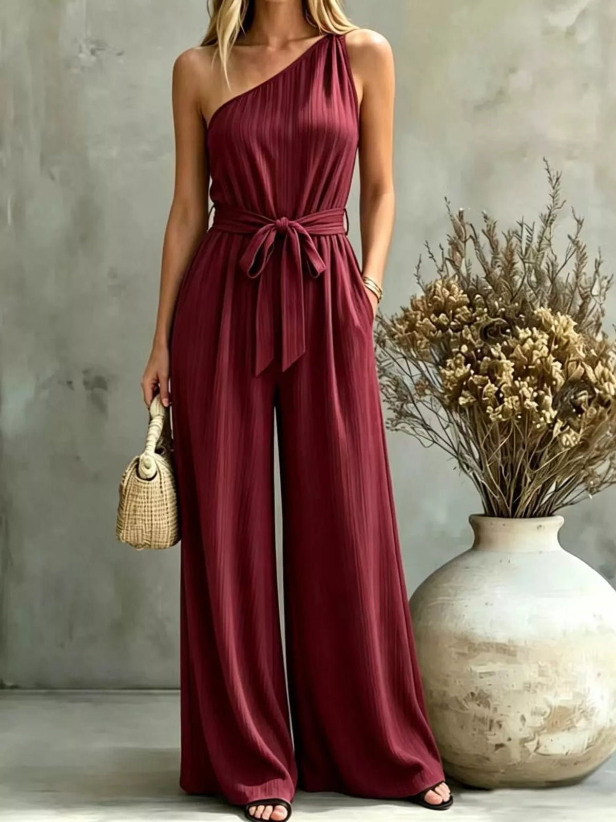 One-Shoulder Wide-Leg Jumpsuit