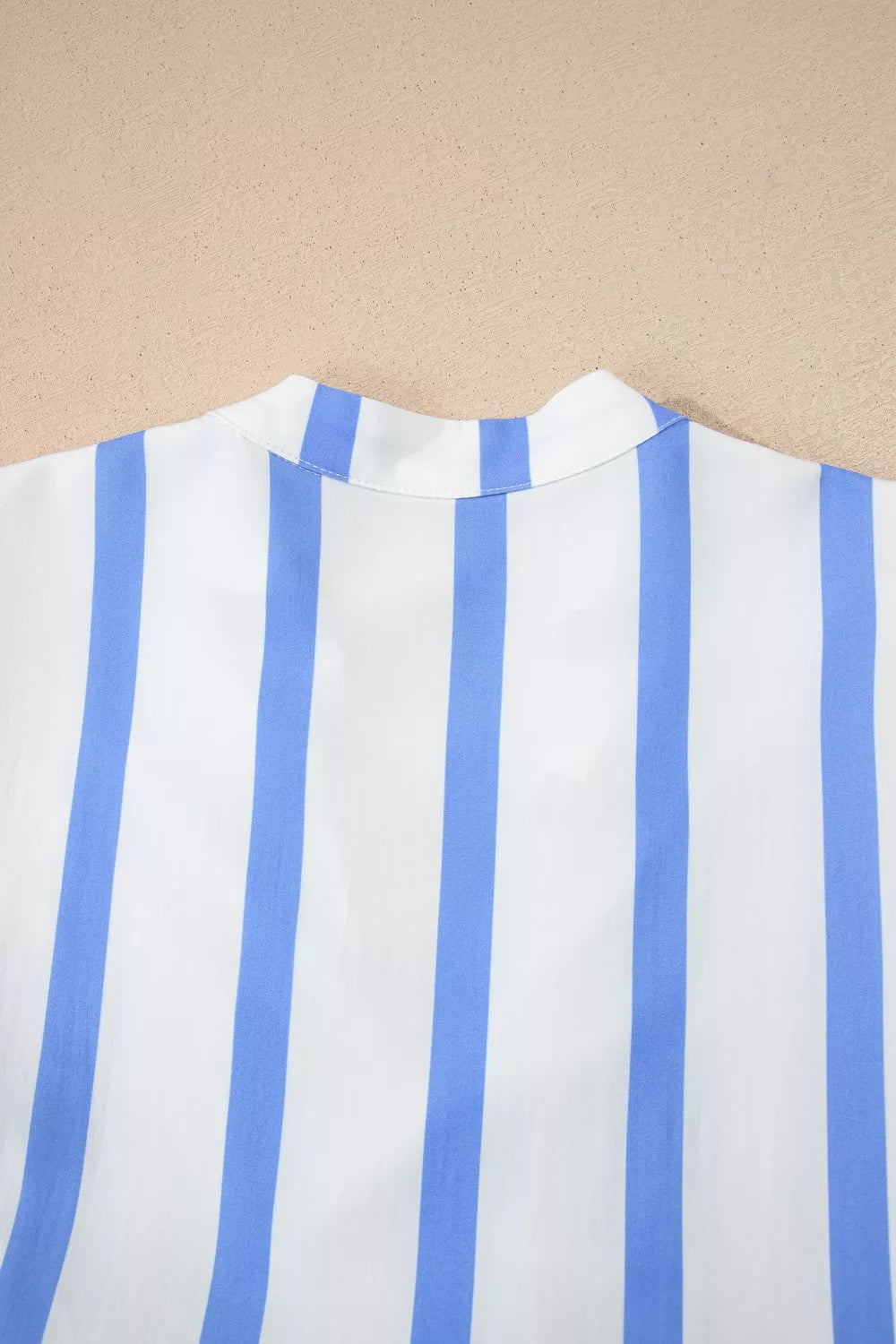 Striped Notched Neck Vacation Dress in Light Blue