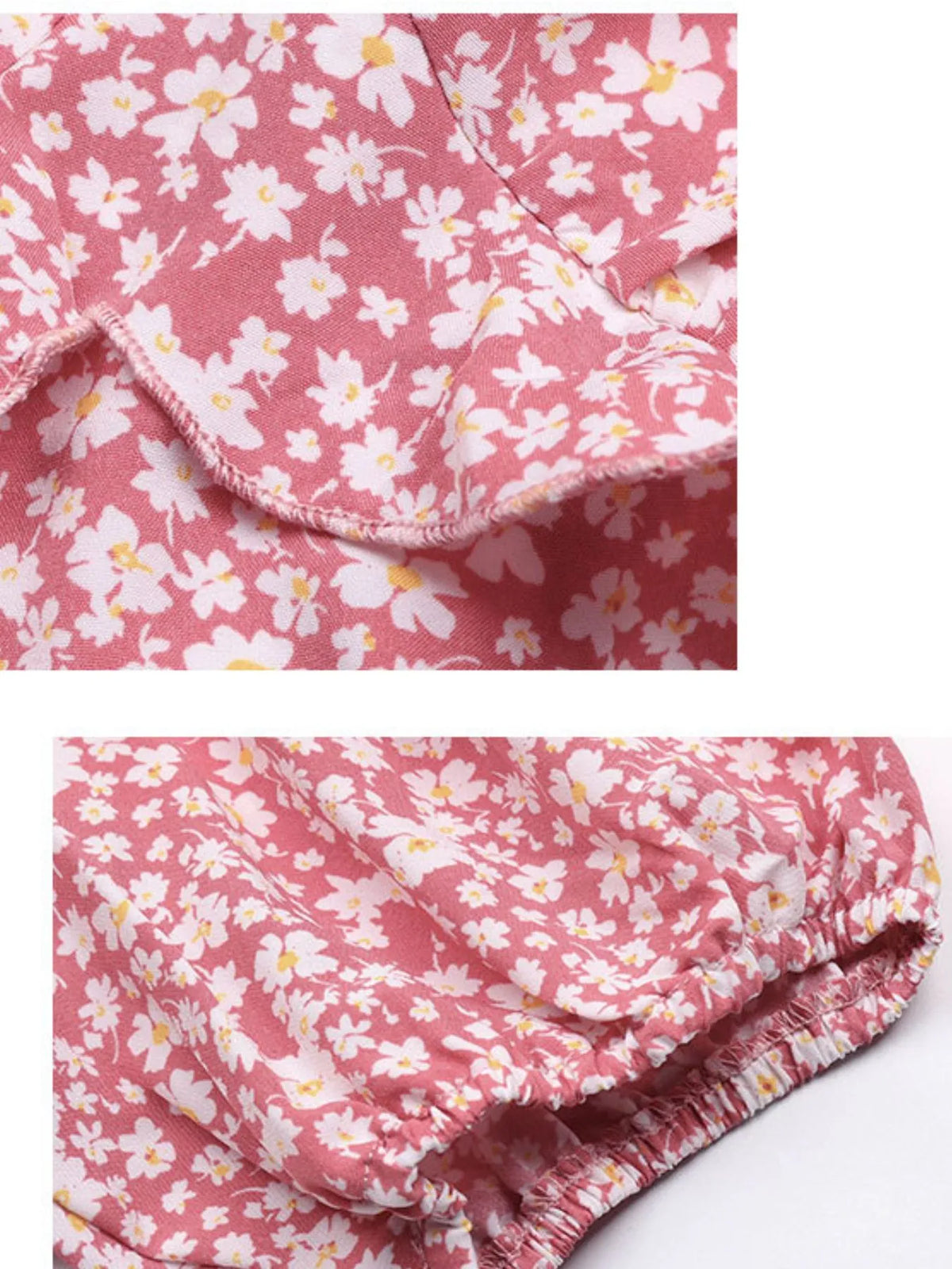 Floral Print Wrap Mini Dress with Puff Sleeves in Blush Pink