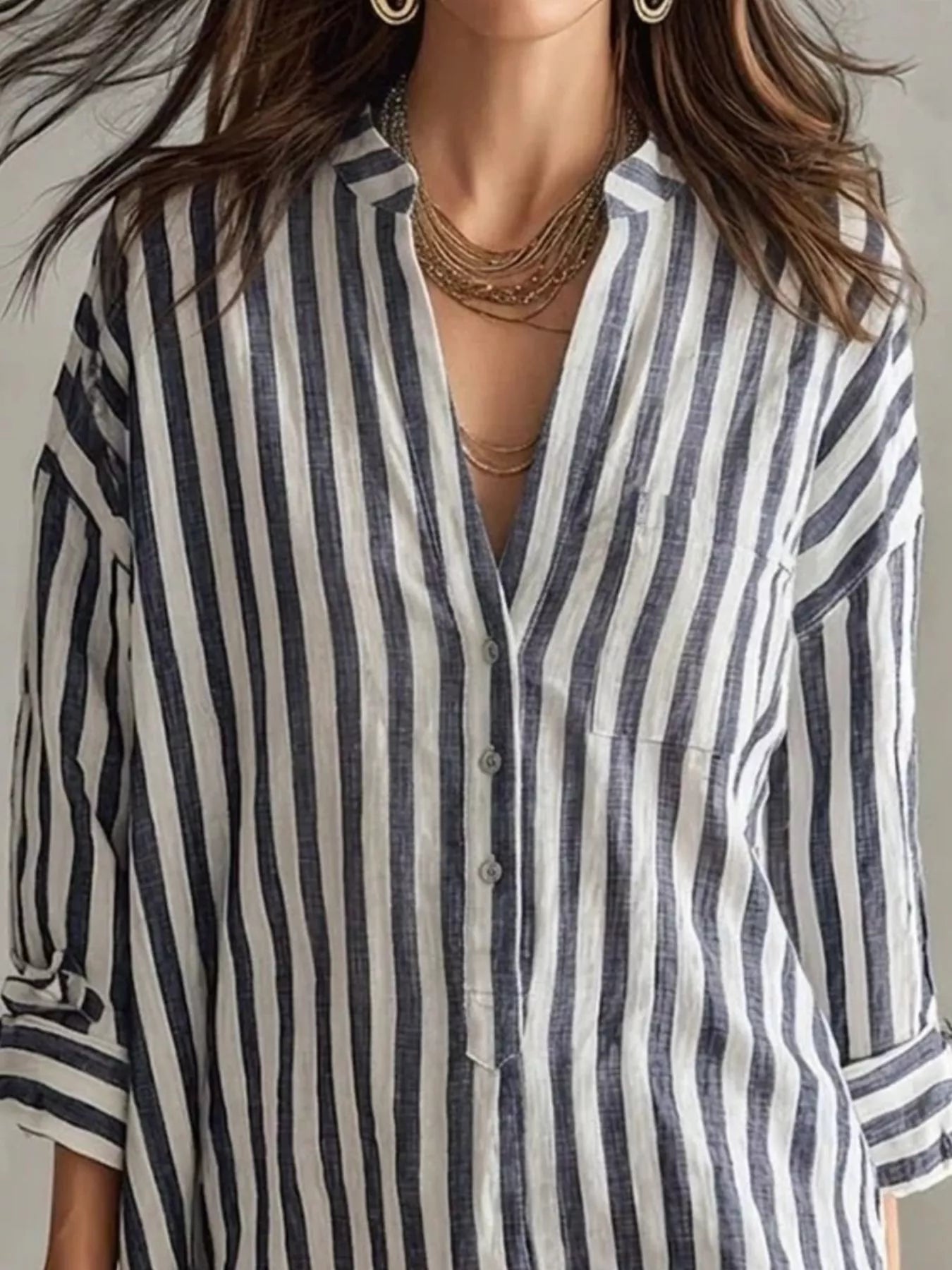 Striped Button-Front Shirt Mini Dress