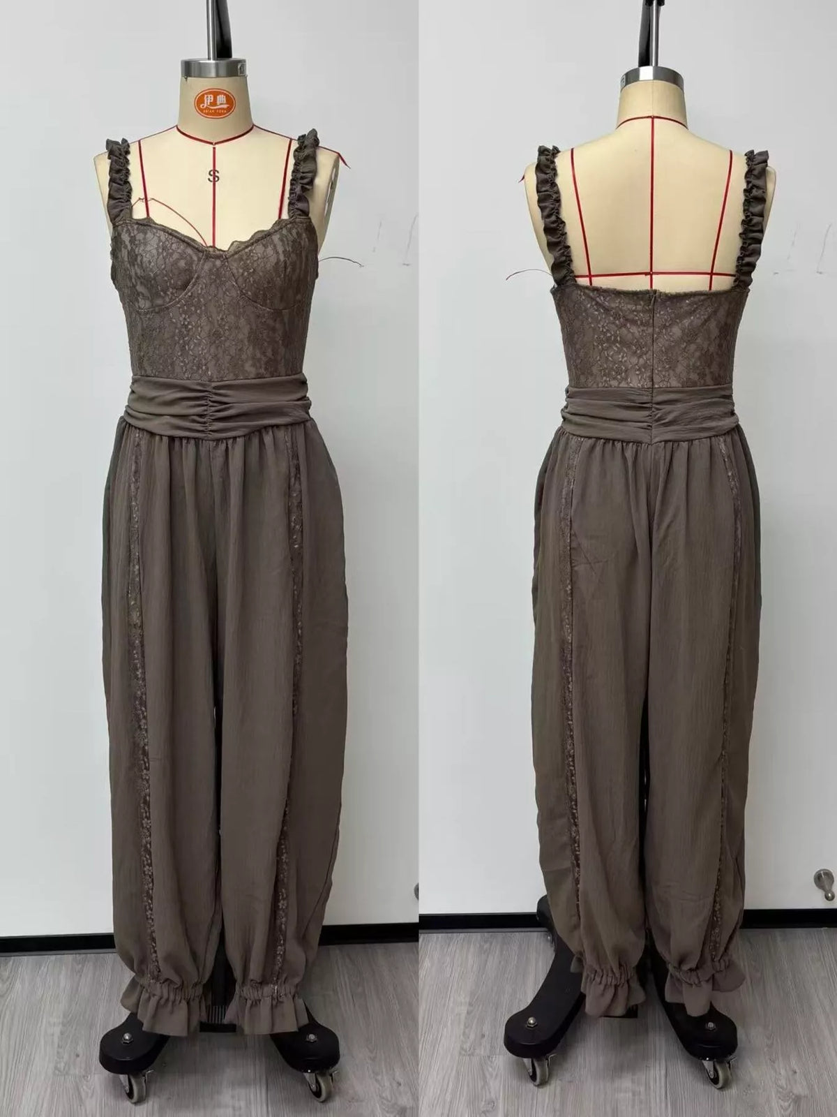 Boho Lace Corset Jumpsuit with Harem Pants