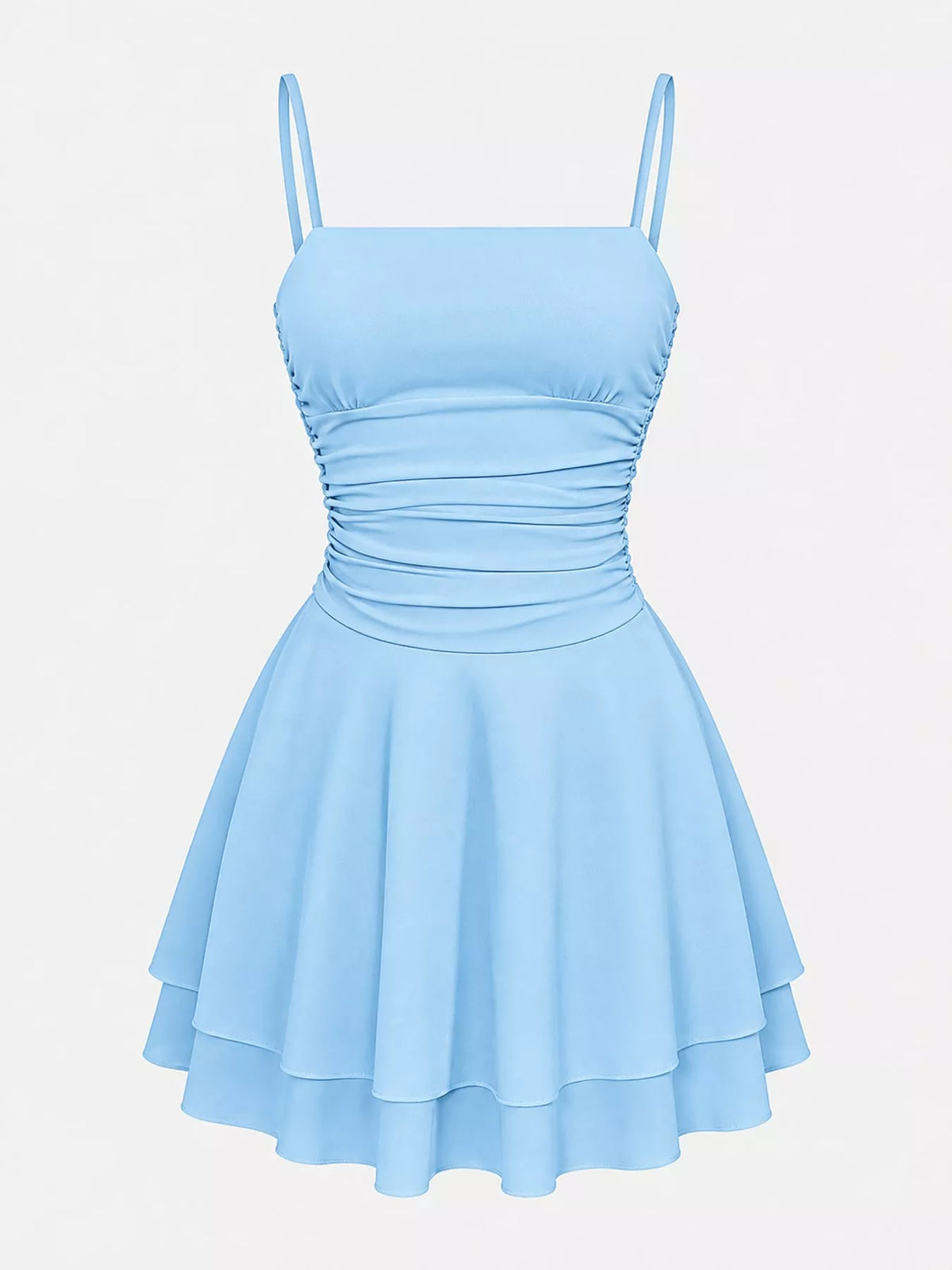 Ruched Spaghetti Strap Mini Dress