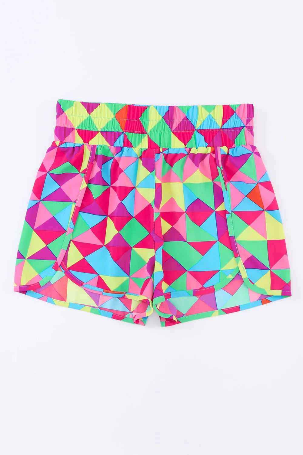 Color Block Elastic-Waist Shorts in Multicolor