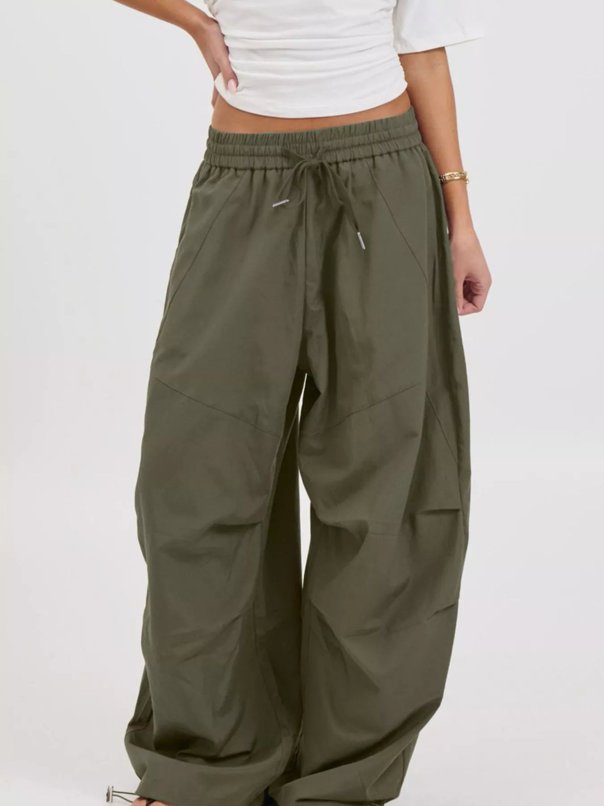 Drawstring Wide Leg Pants