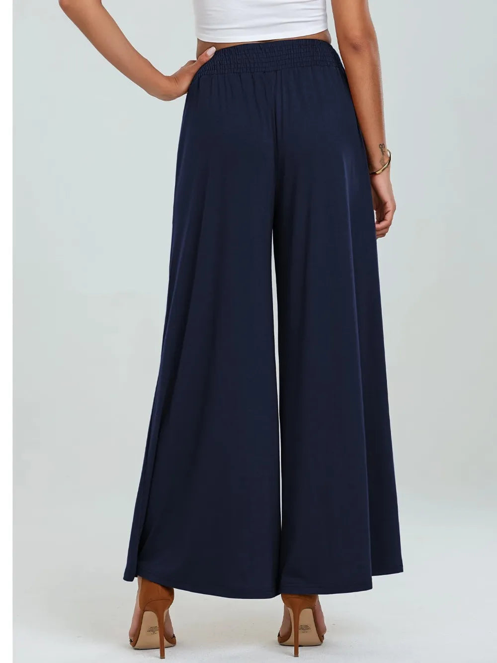 Elastic Waist Wide Leg Pants