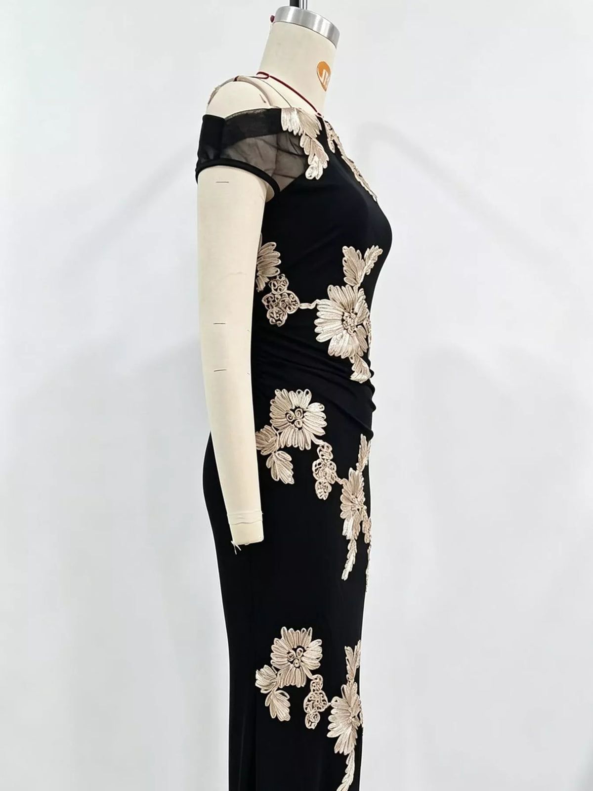 One-Shoulder Embroidered Maxi Dress