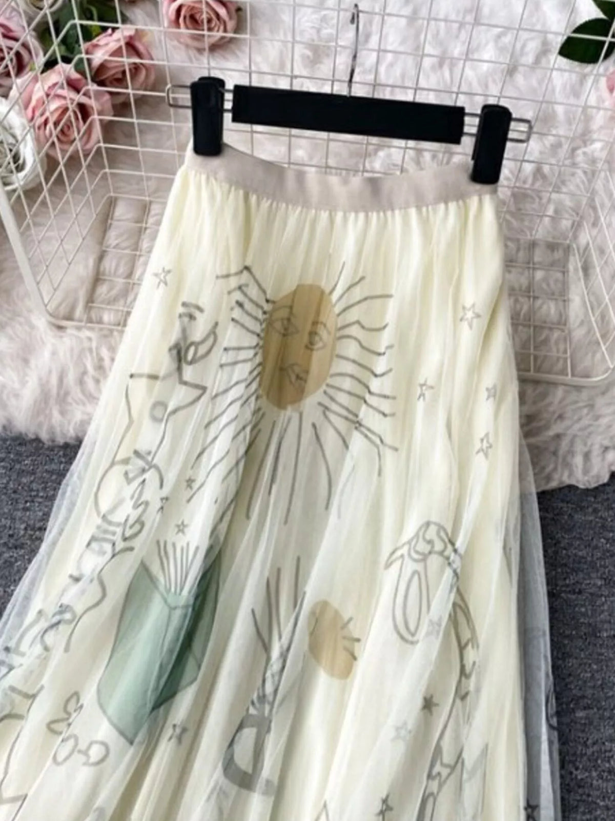 Layered Printed Tulle Skirt