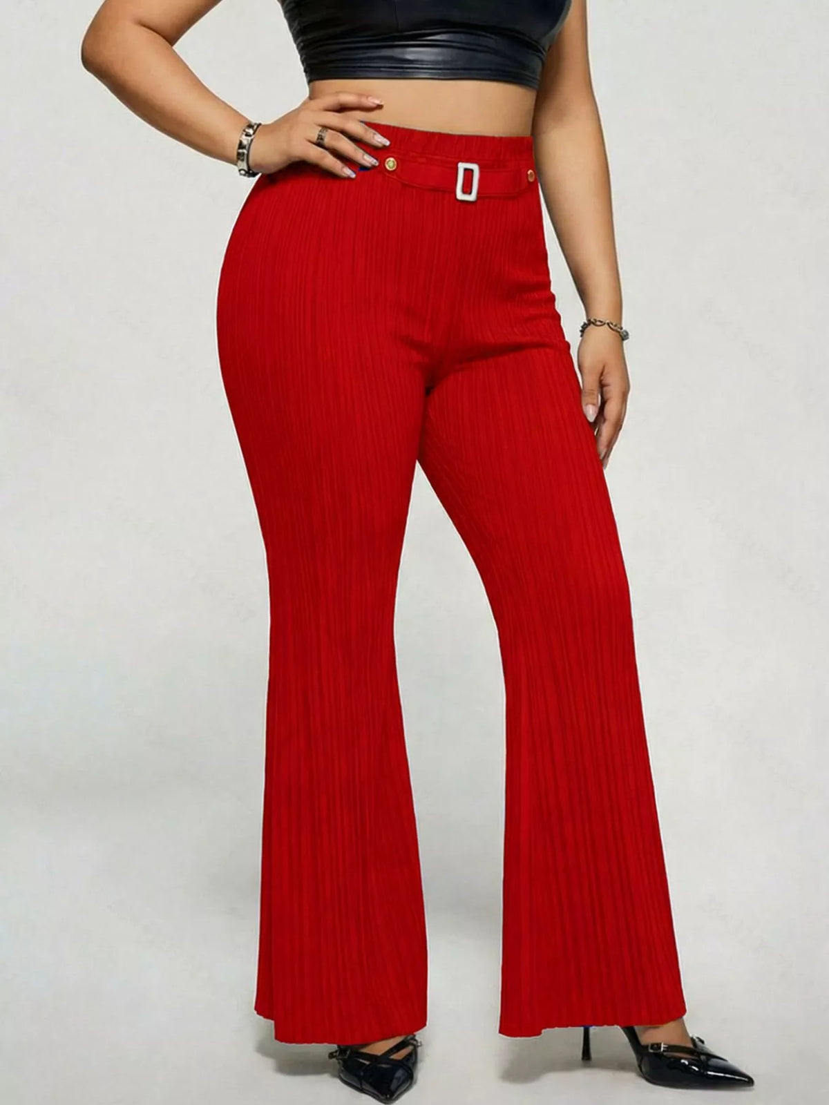 Plus Size High Waist Flare Pants