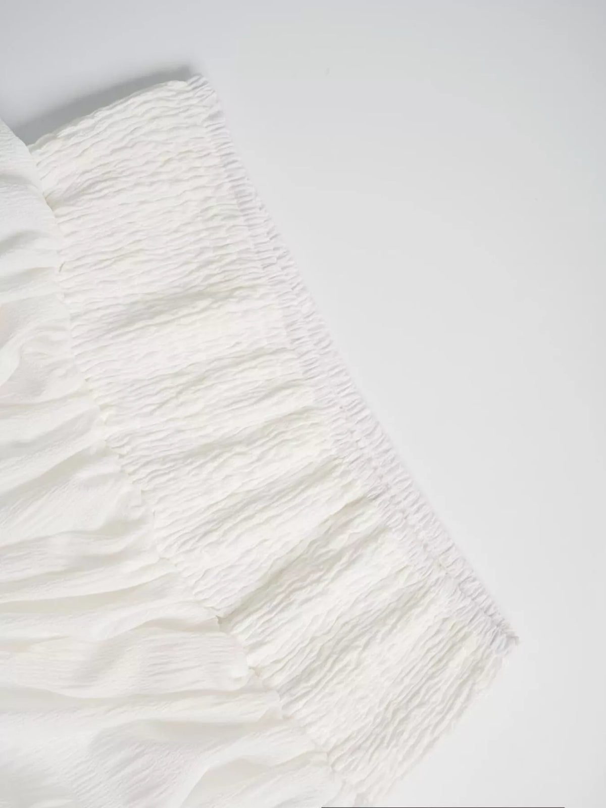 Smocked Tiered Maxi Skirt in White