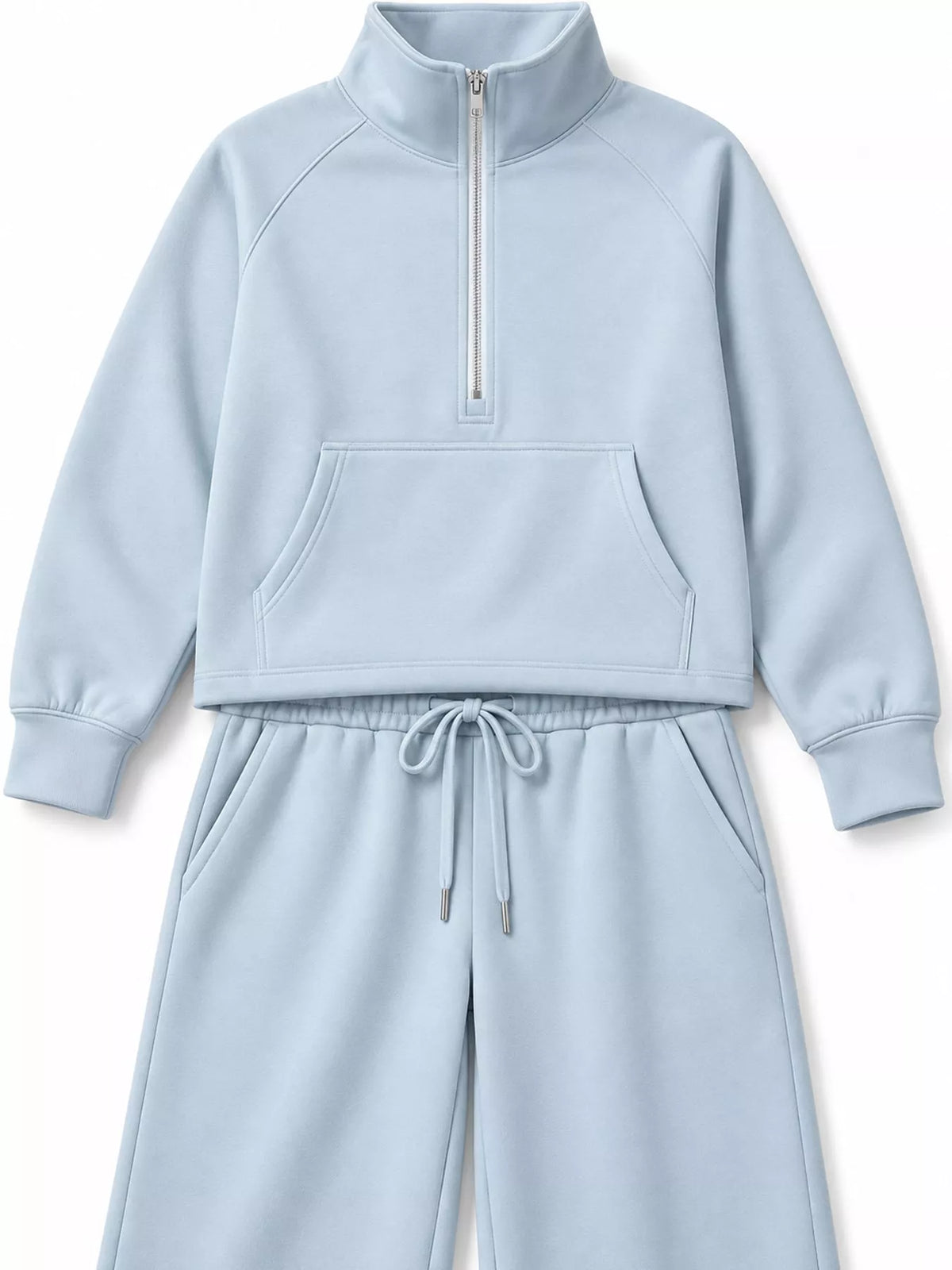 Half-Zip Sweatshirt and Wide-Leg Pants Set