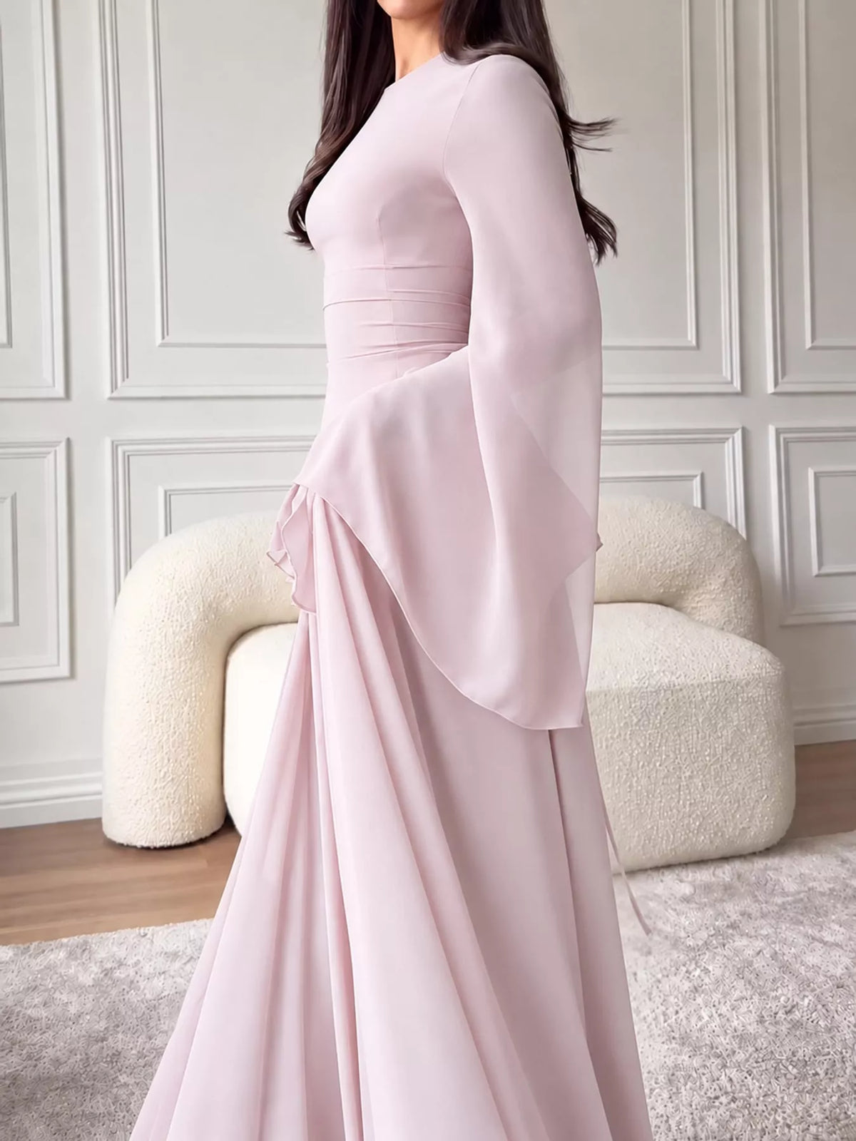 Ruffled Flare Sleeve Maxi Dress
