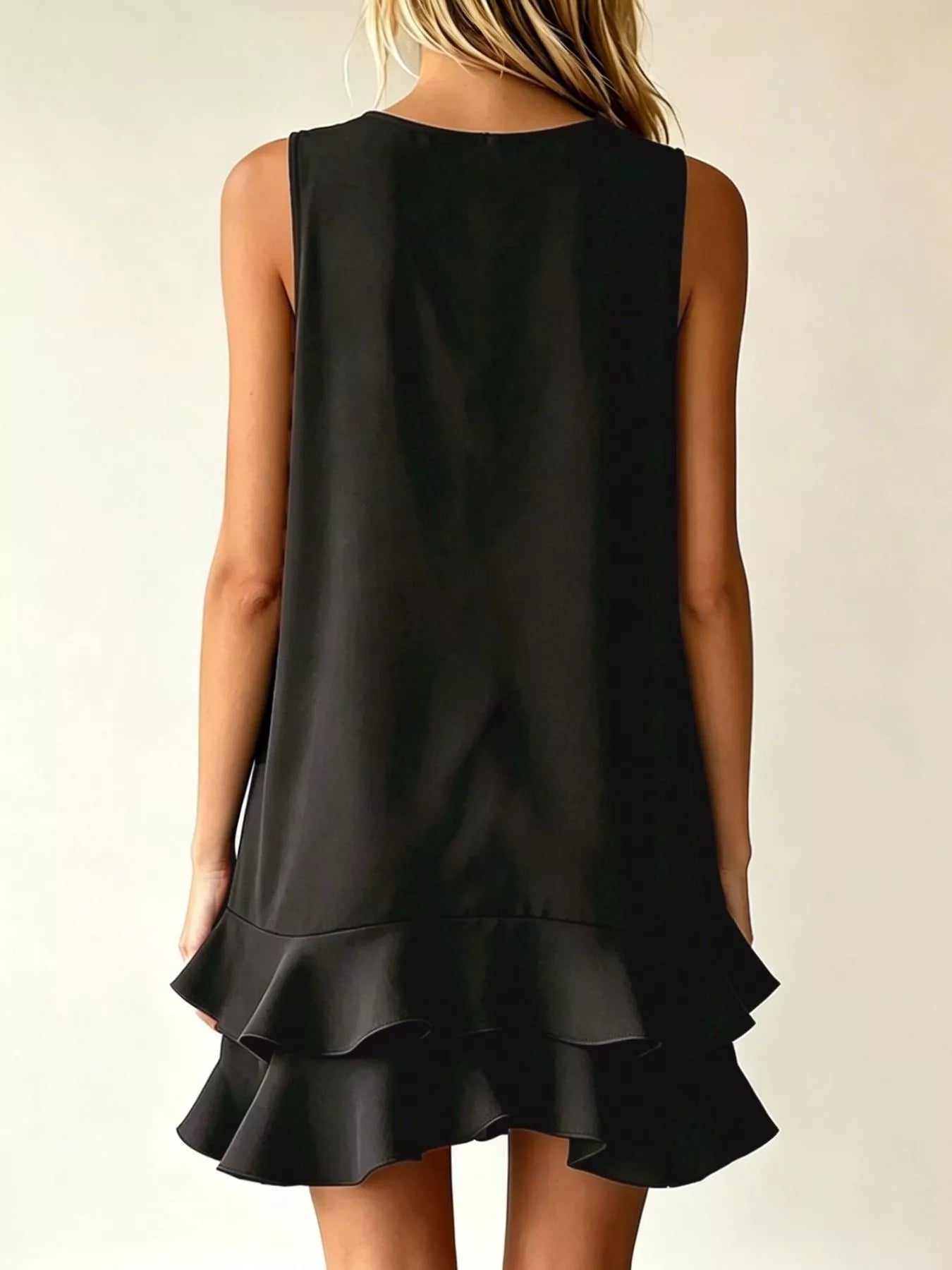 Sleeveless V-Neck Tiered Ruffle Mini Dress
